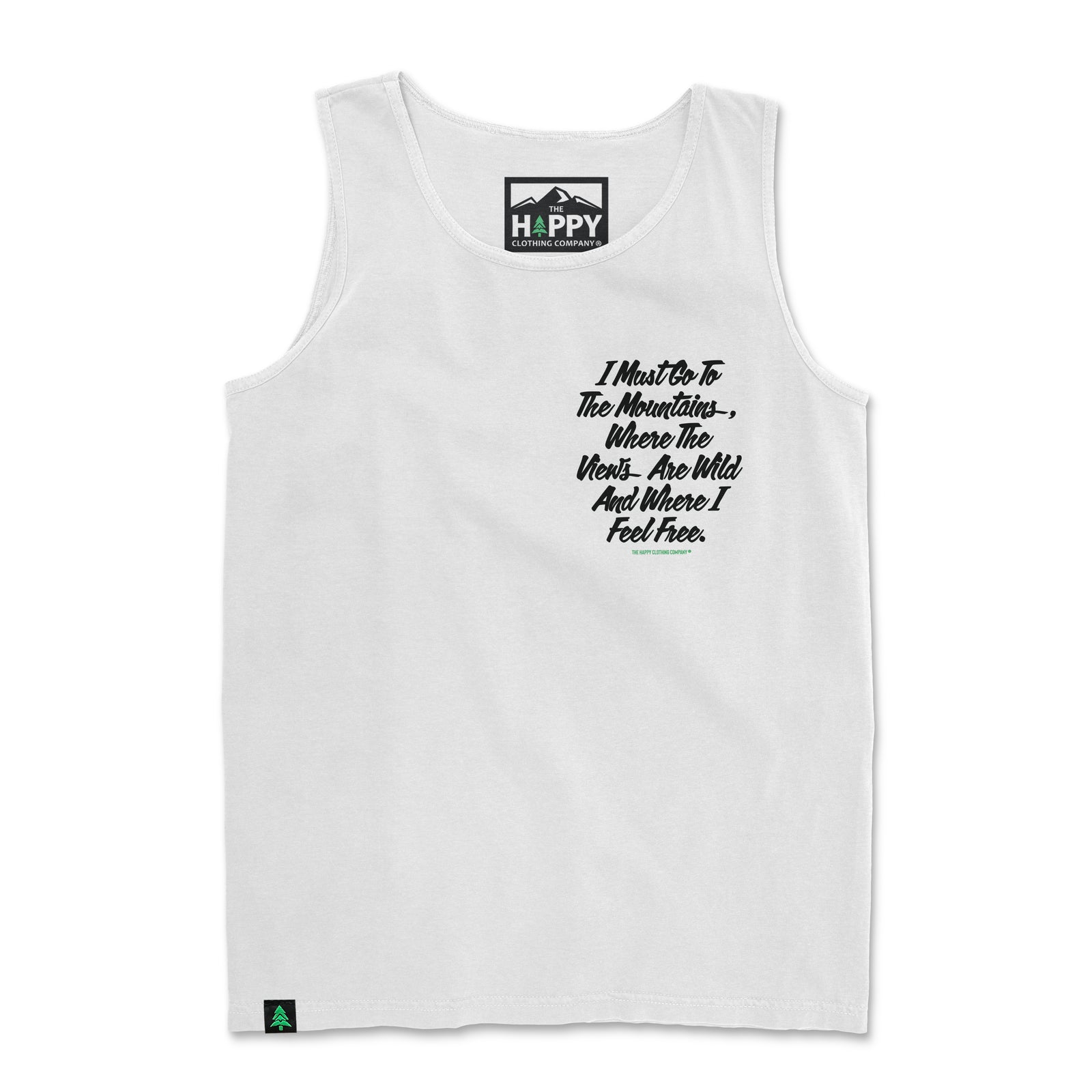 I Must Go To The Mountains Script Nature-Dyed Tank - The Happy Clothing Company