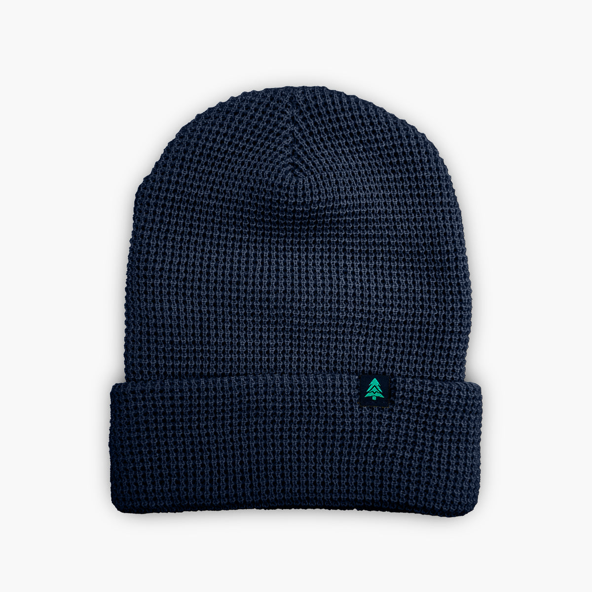 Mountain-Tree Label Waffle Cuffed Beanie - The Happy Clothing Company