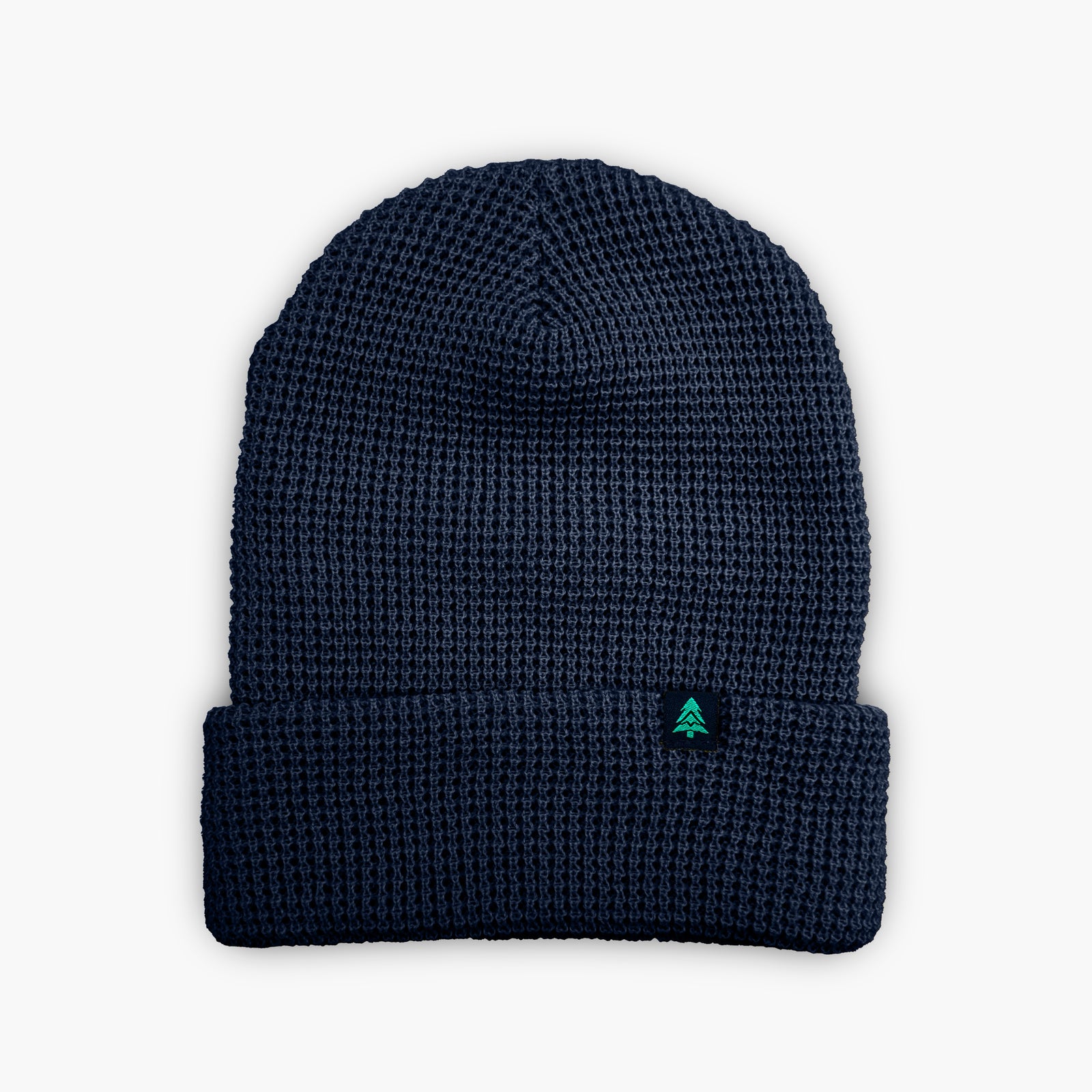 Mountain-Tree Label Waffle Cuffed Beanie - The Happy Clothing Company