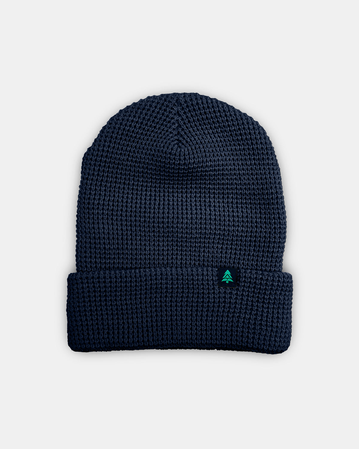 Mountain-Tree Label Waffle Cuffed Beanie - The Happy Clothing Company