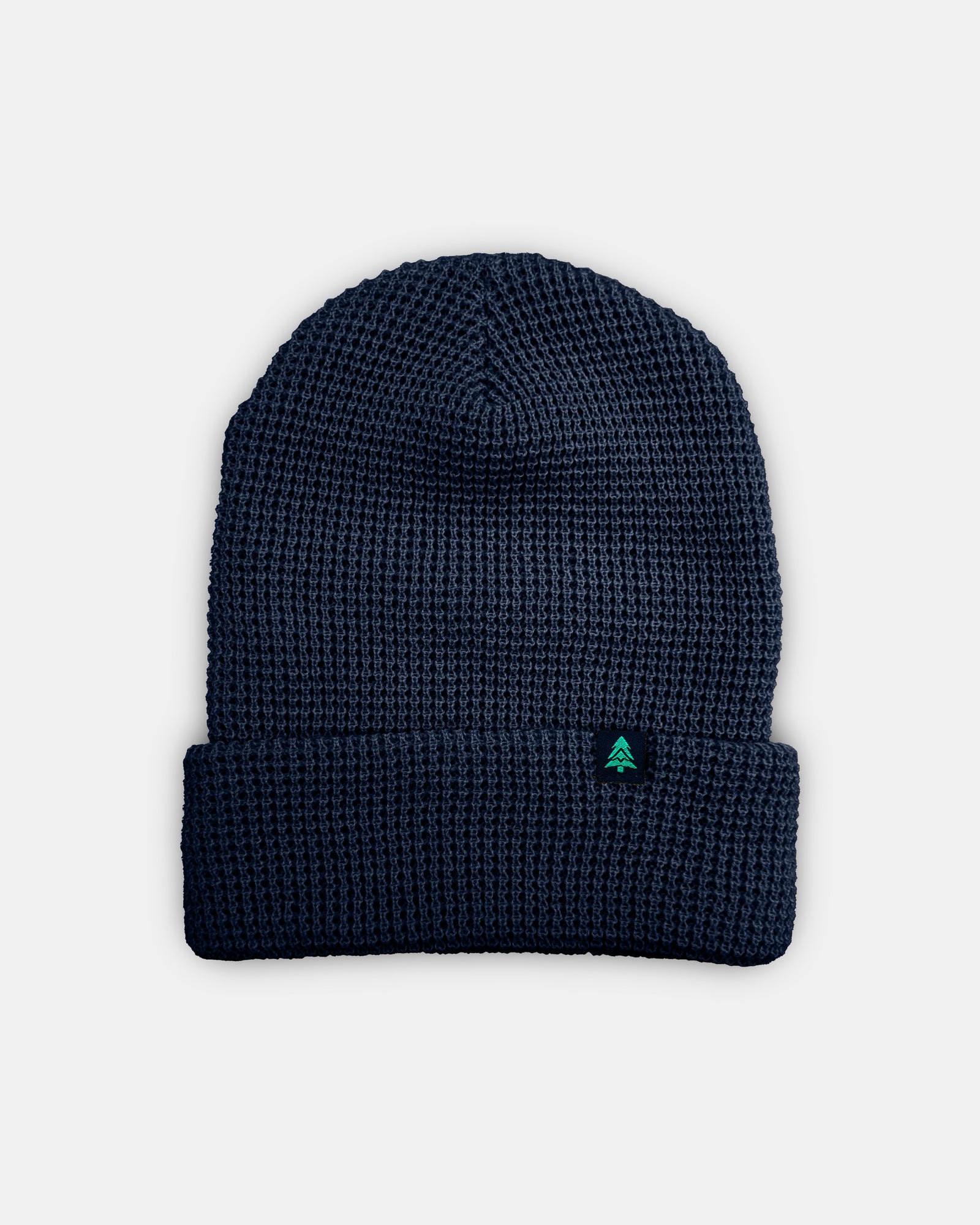 Mountain-Tree Label Waffle Cuffed Beanie - The Happy Clothing Company