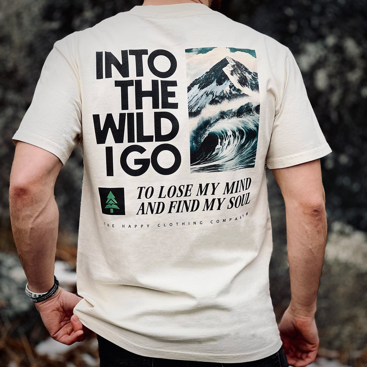 Into The Wild Back Print Surf &amp; Summits Edition &#39;Vintage Tee&#39; | Oversized Heavyweight |