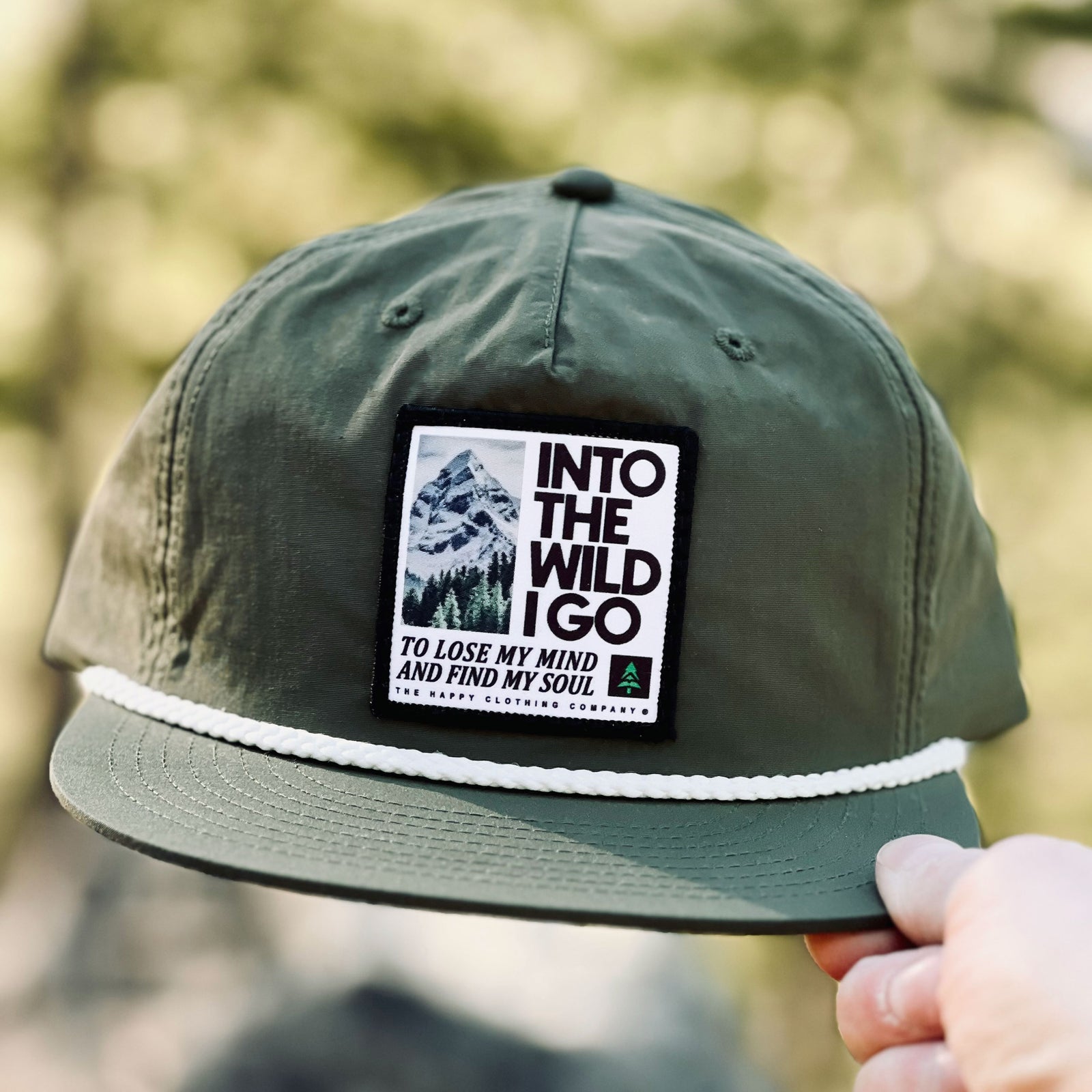 Into The Wild I Go 5 Panel Lightweight Trail Cap with Rope - The Happy Clothing Company