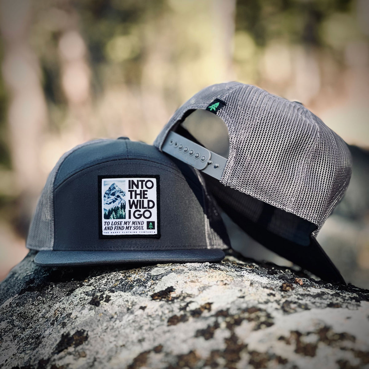 Into The Wild I Go Printed Patch 7 Panel Cap - The Happy Clothing Company