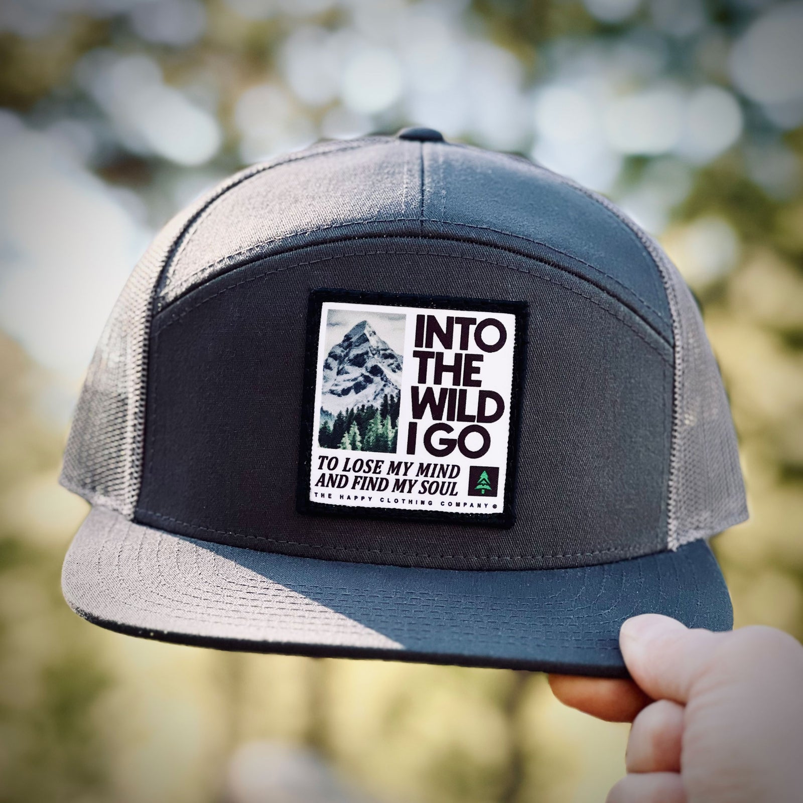 Into The Wild I Go Printed Patch 7 Panel Cap - The Happy Clothing Company