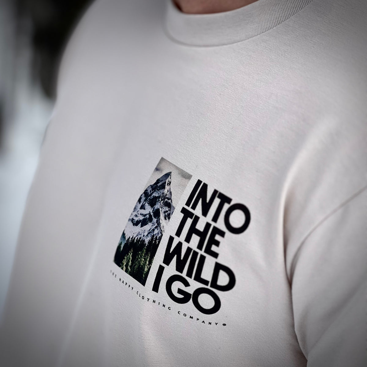 Into The Wild Back Print Peaks & Pines Edition 'Lifestyle Tee' | Premium Heavyweight | - The Happy Clothing Company