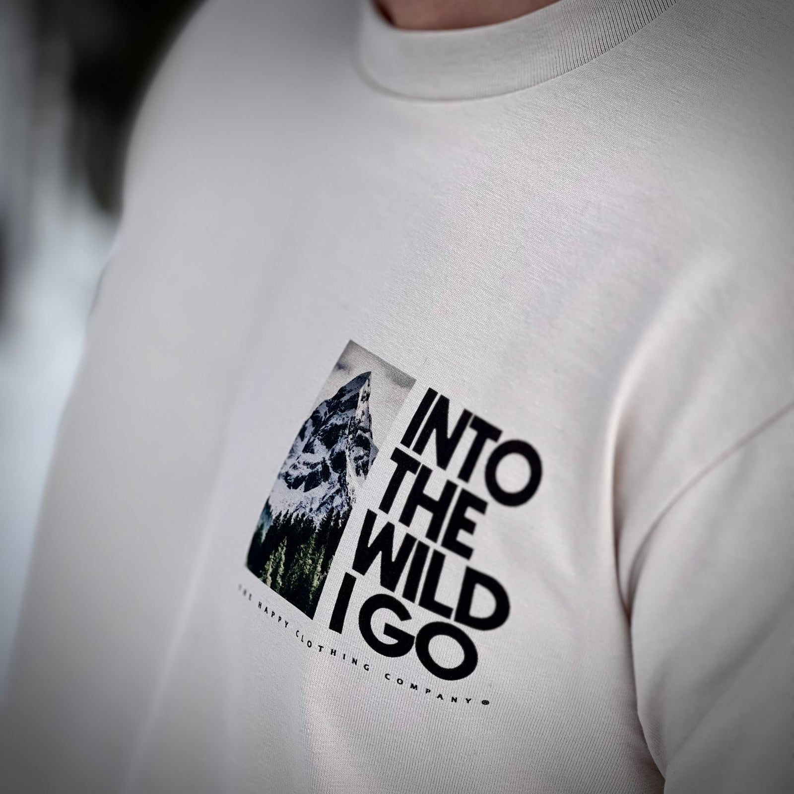 Into The Wild Back Print Peaks & Pines Edition 'Lifestyle Tee' | Premium Heavyweight | - The Happy Clothing Company