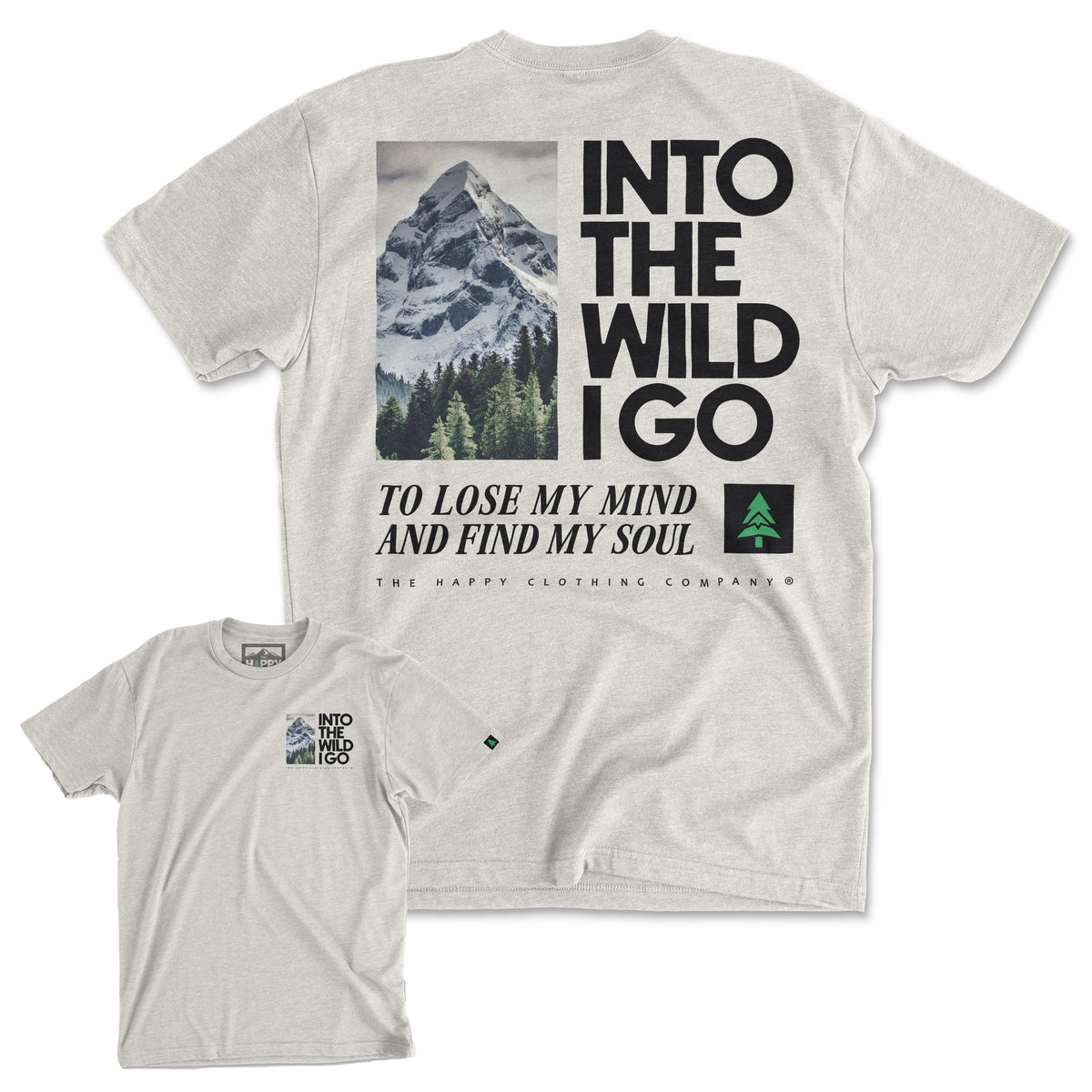 Into The Wild Back Print Peaks &amp; Pines Edition &#39;Explorer Tee&#39; | Lightweight Blend |