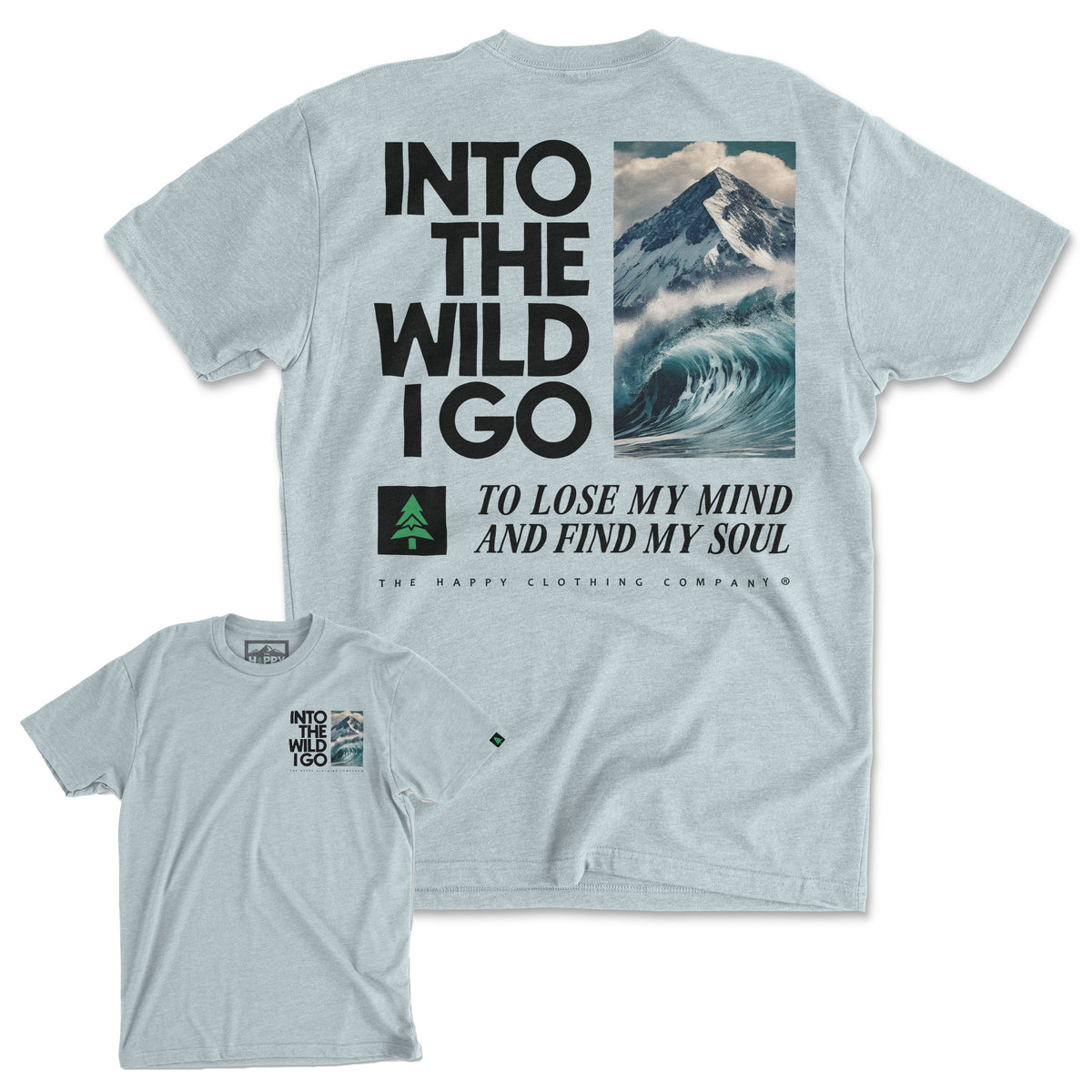 Into The Wild Back Print Surf &amp; Summits Edition &#39;Explorer Tee&#39; | Lightweight Blend |
