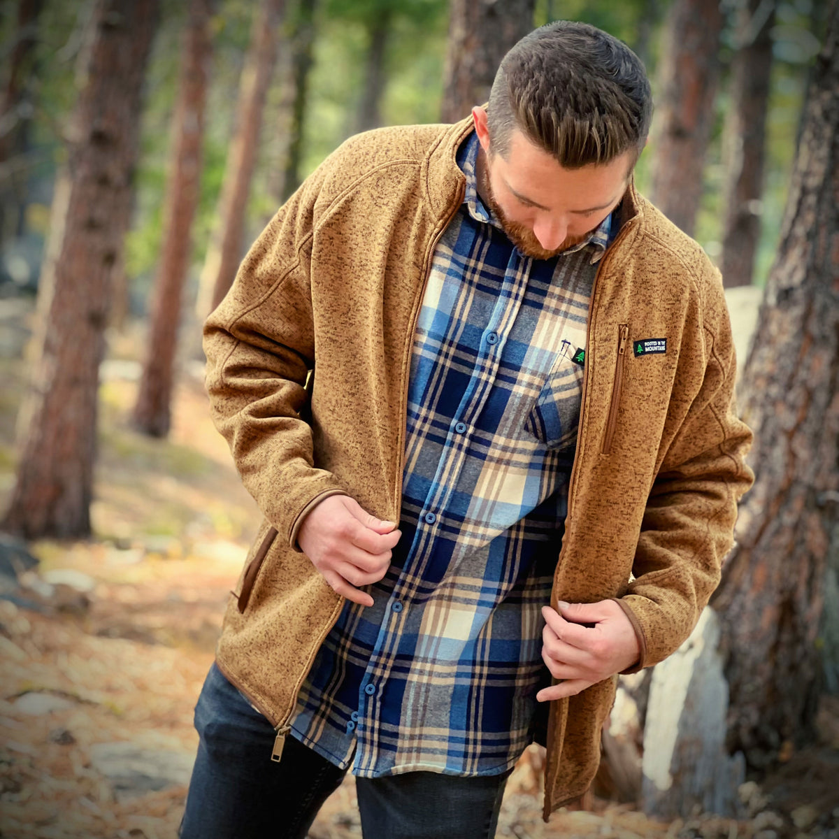 Alpine Knit Full Zip Jacket w / Rooted In The Mountains Label - The Happy Clothing Company