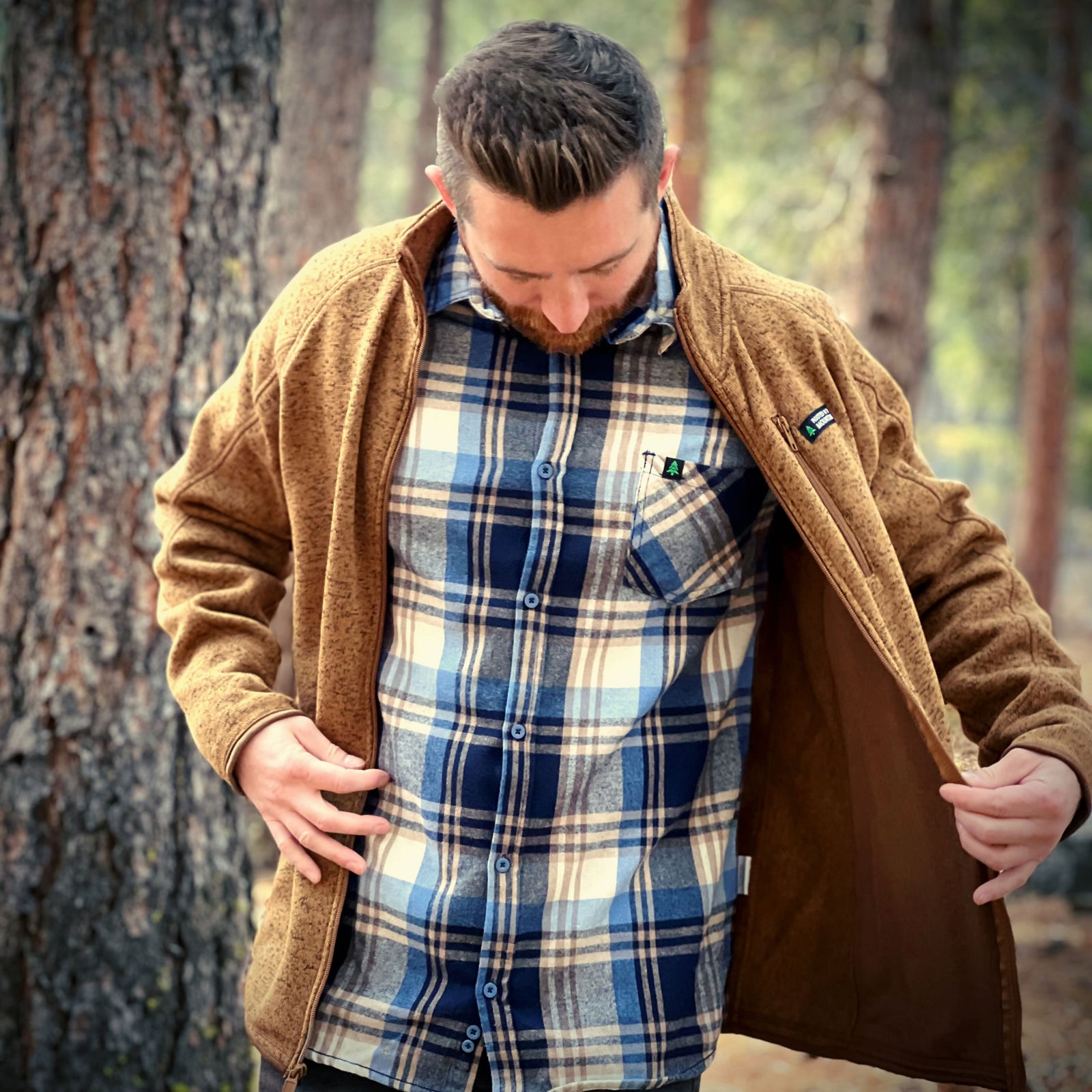 Alpine Knit Full Zip Jacket w / Rooted In The Mountains Label - The Happy Clothing Company