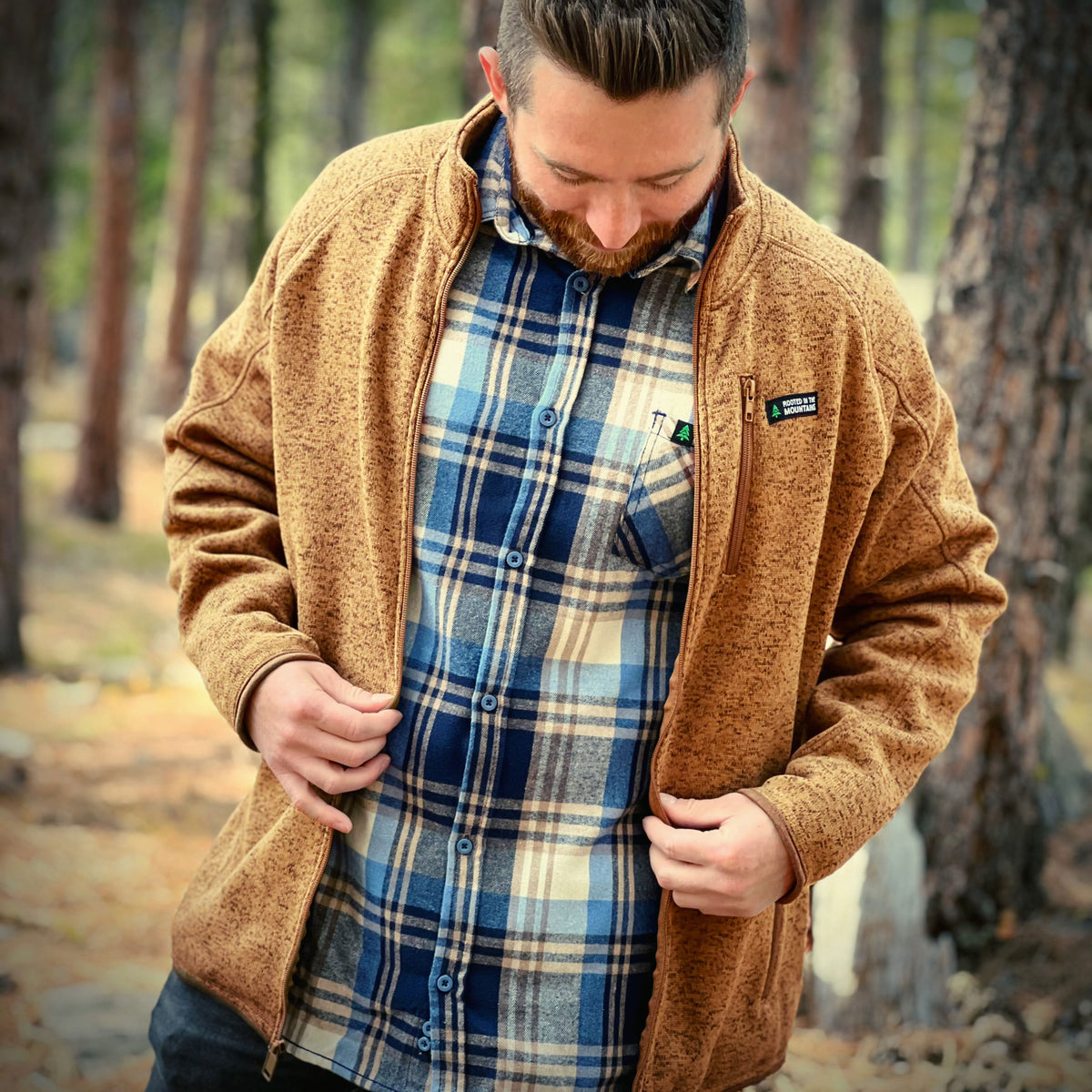 Alpine Knit Full Zip Jacket w / Rooted In The Mountains Label - The Happy Clothing Company