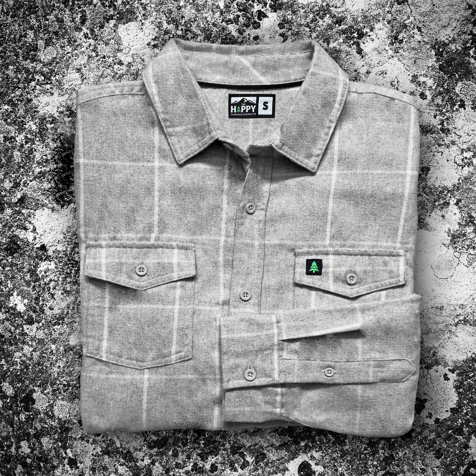 Basecamp Plaid Flannel Stone Edition 🪨 | SLIM FIT | - The Happy Clothing Company