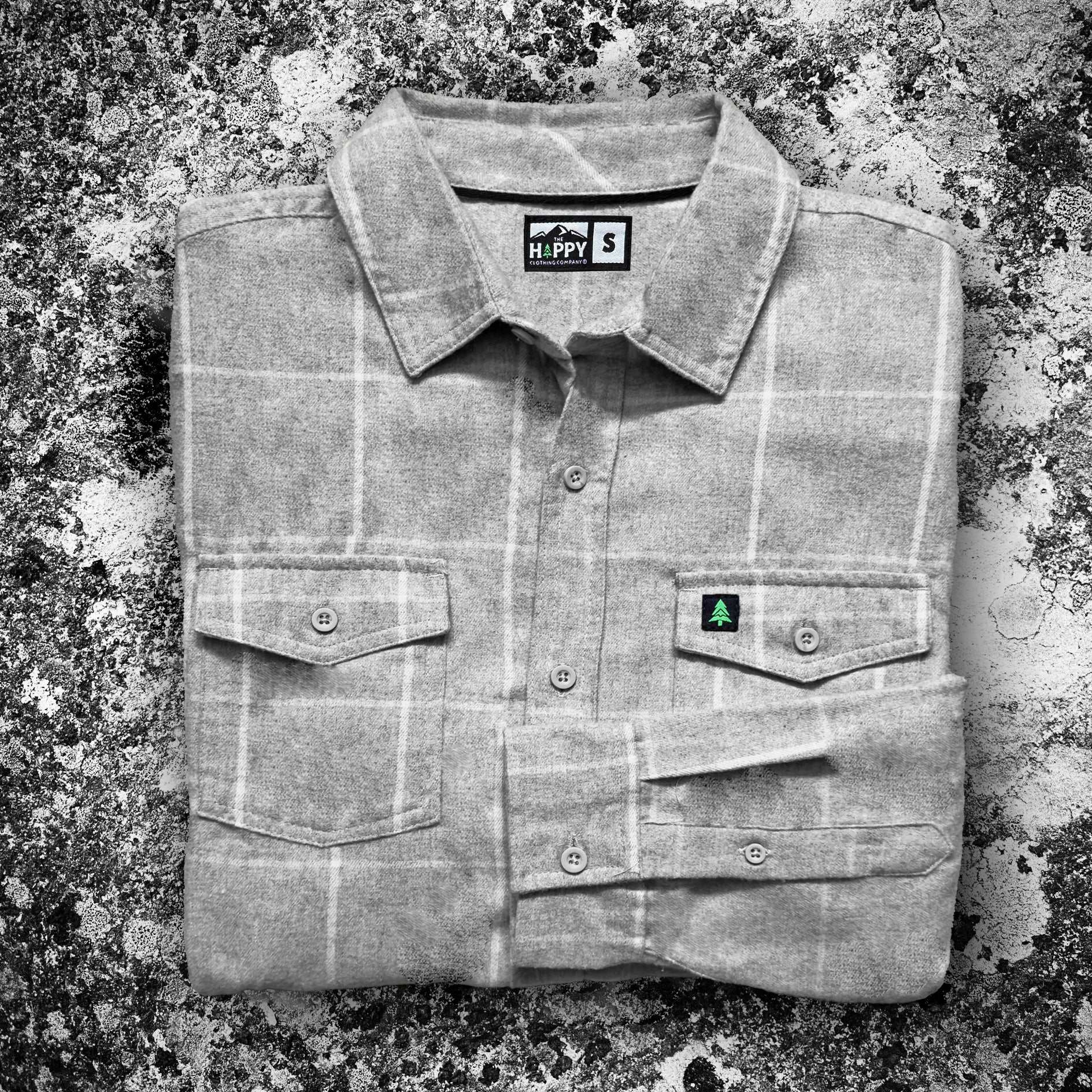 Basecamp Plaid Flannel Stone Edition 🪨 | SLIM FIT | - The Happy Clothing Company