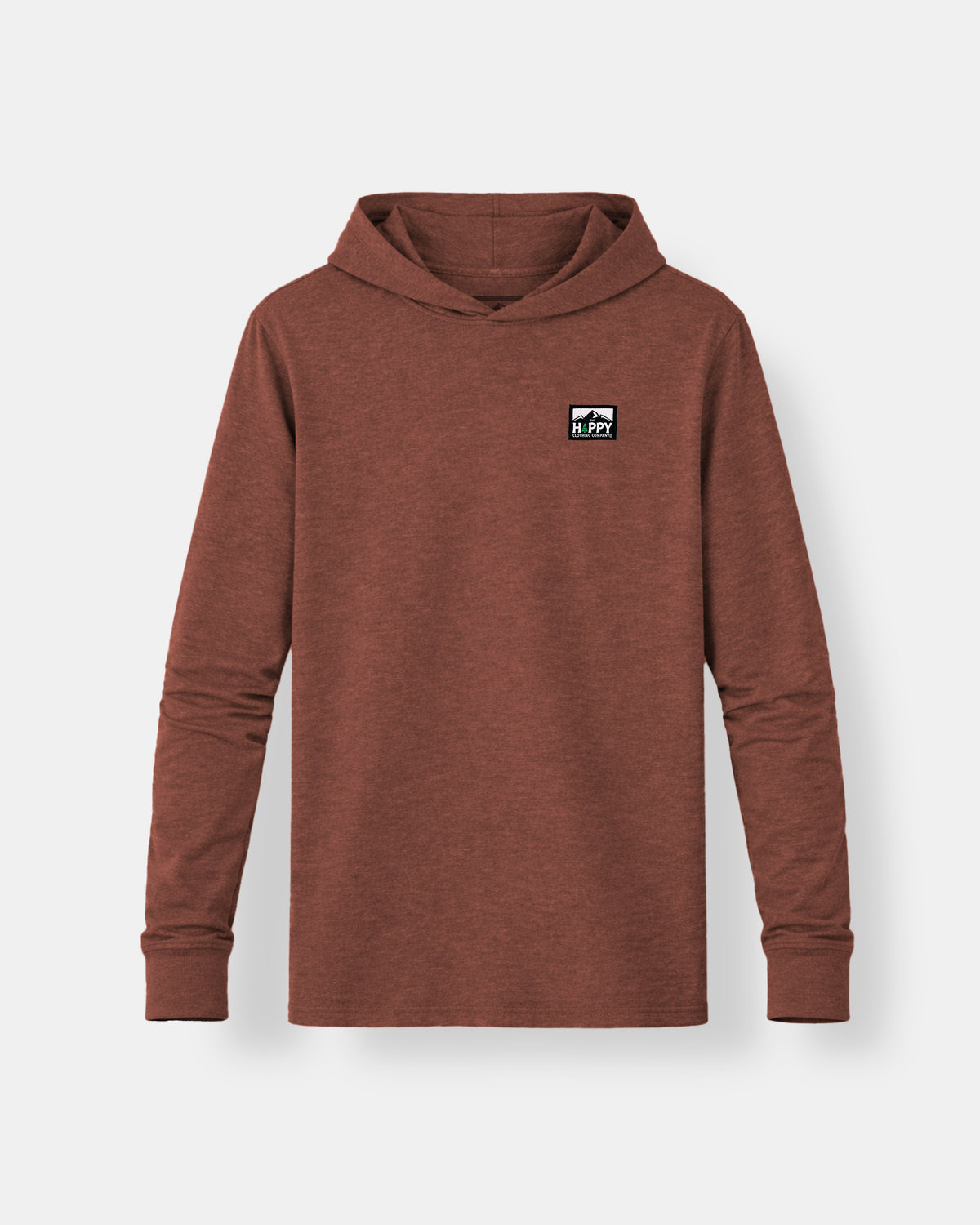 Logo Label Earth Tone Hooded Long Sleeve | Lightweight Blend | - The Happy Clothing Company