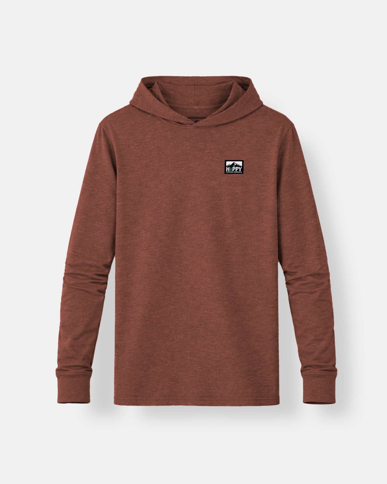 Logo Label Earth Tone Hooded Long Sleeve | Lightweight Blend | - The Happy Clothing Company