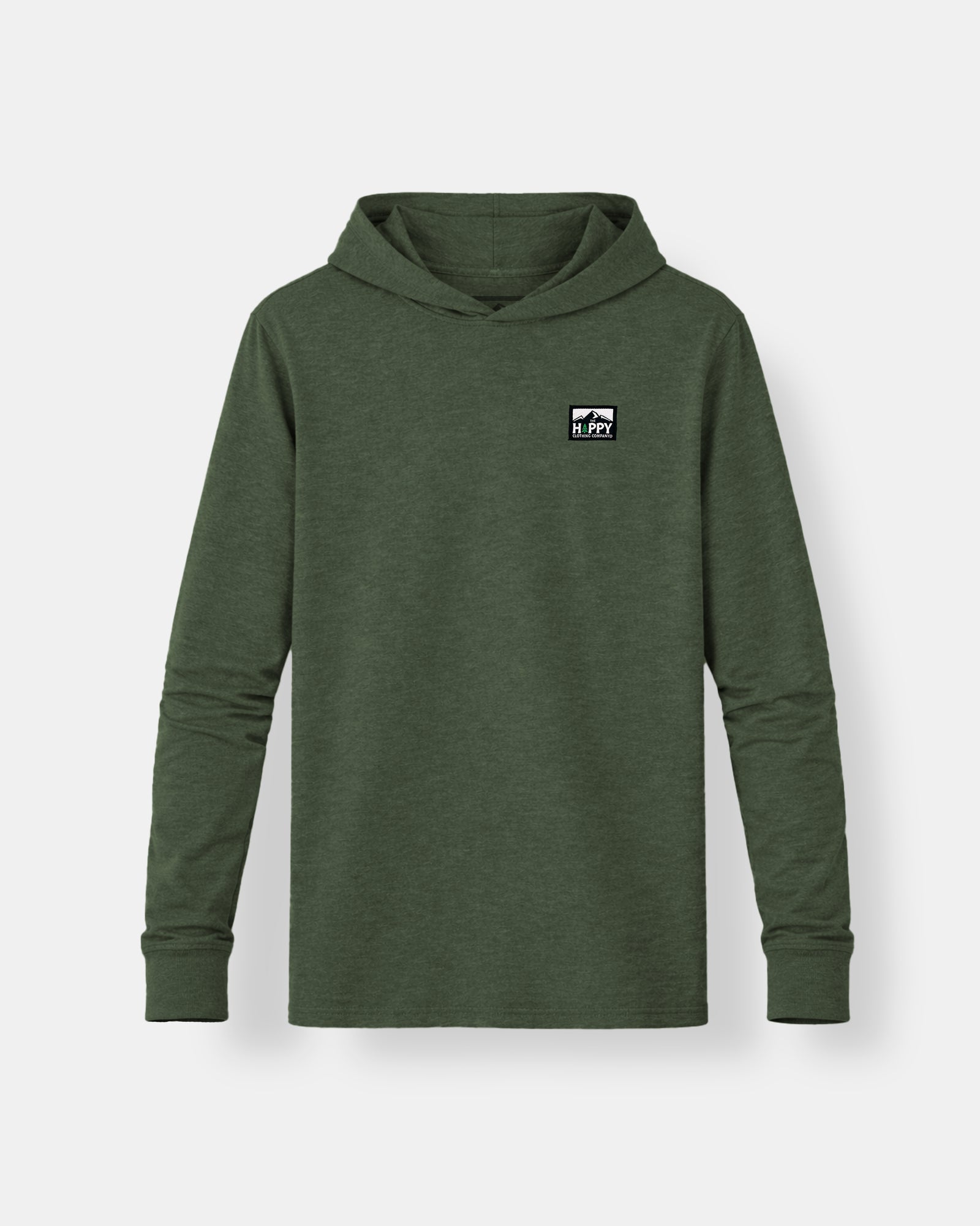 Logo Label Earth Tone Hooded Long Sleeve | Lightweight Blend | - The Happy Clothing Company