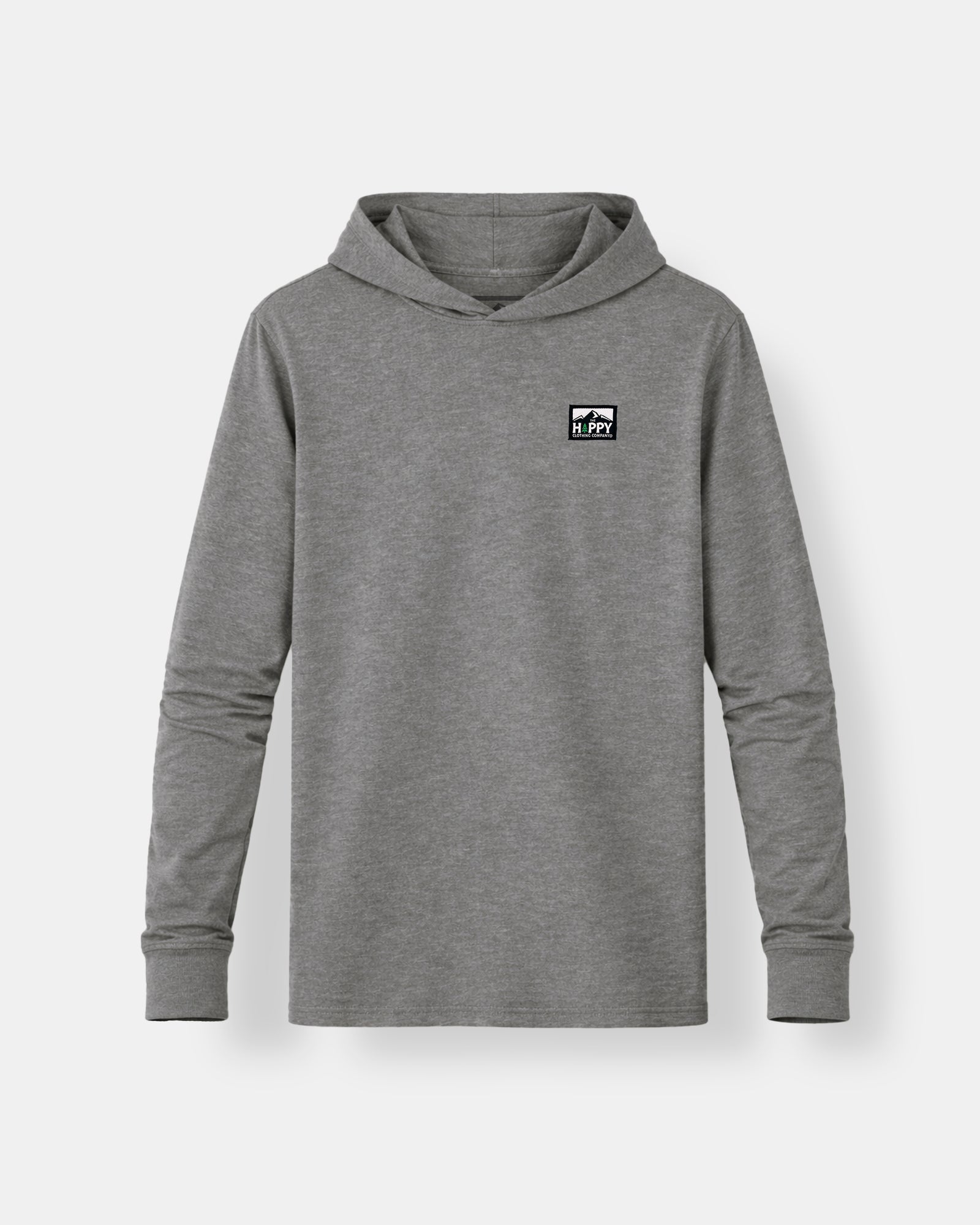 Logo Label Earth Tone Hooded Long Sleeve | Lightweight Blend | - The Happy Clothing Company