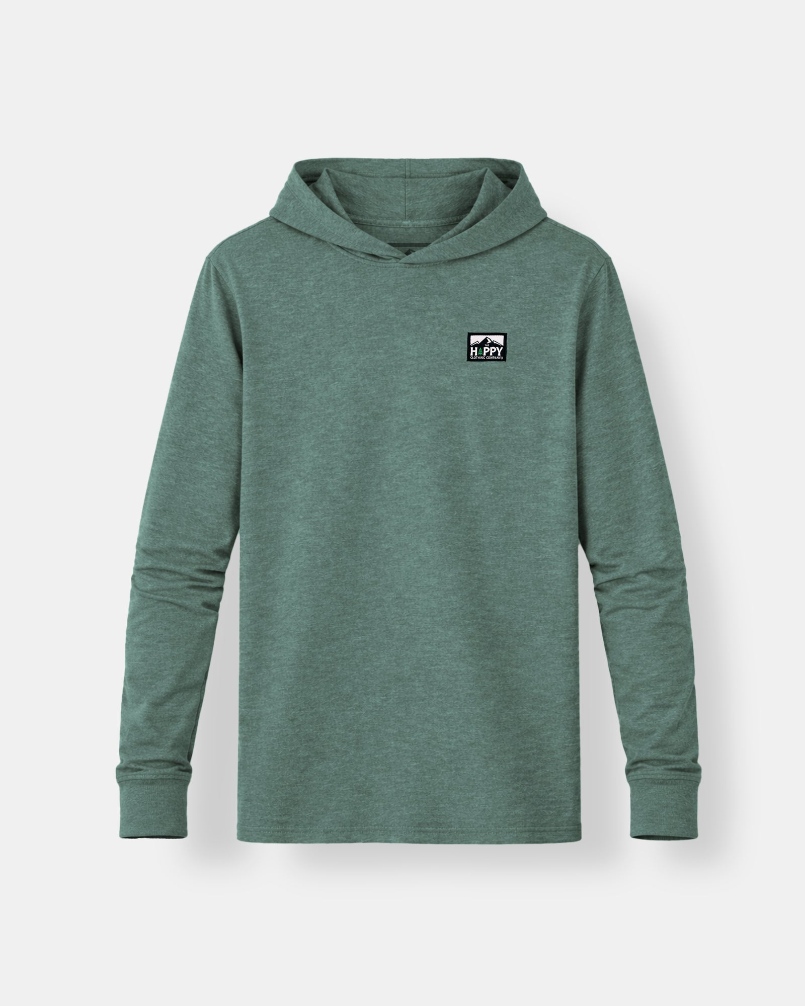 Logo Label Earth Tone Hooded Long Sleeve | Lightweight Blend | - The Happy Clothing Company