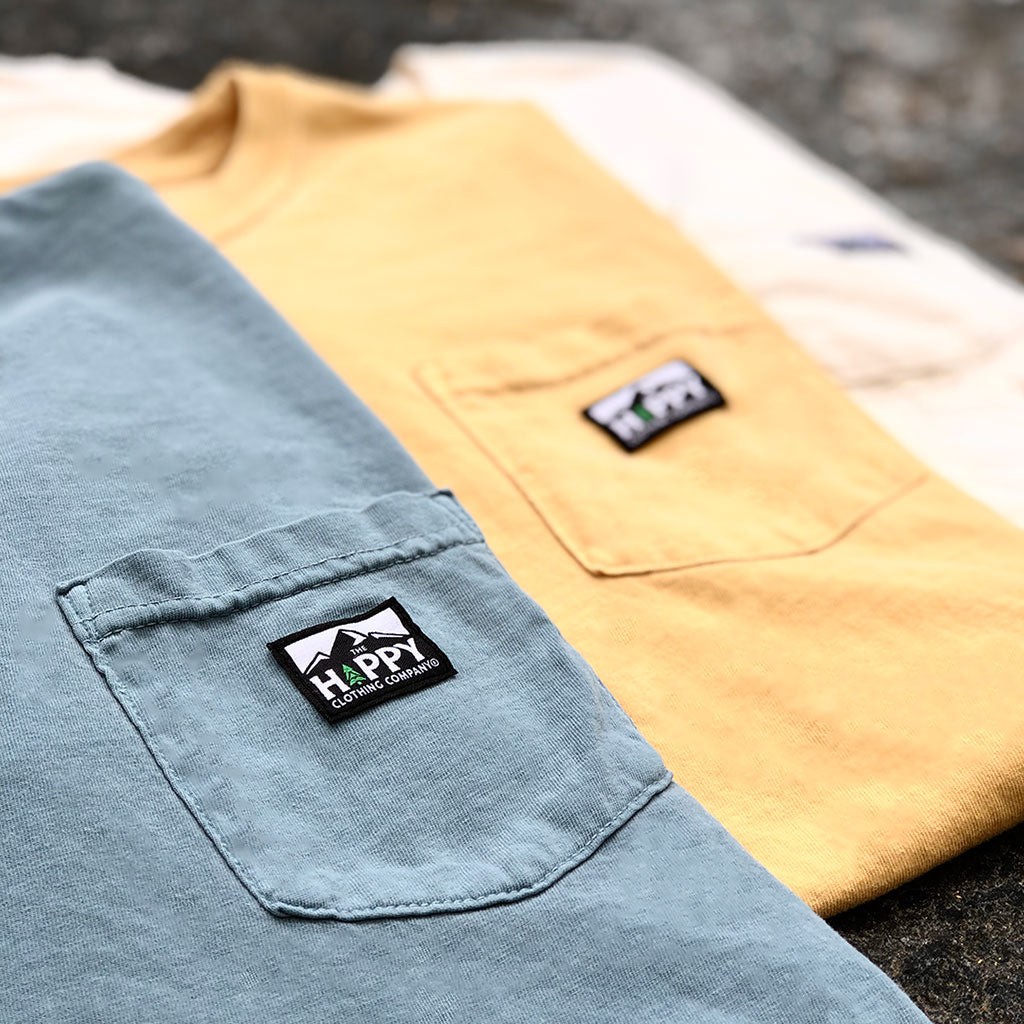 Logo Label Unisex Pigment Dyed <br> Pocket T-Shirt - The Happy Clothing Company