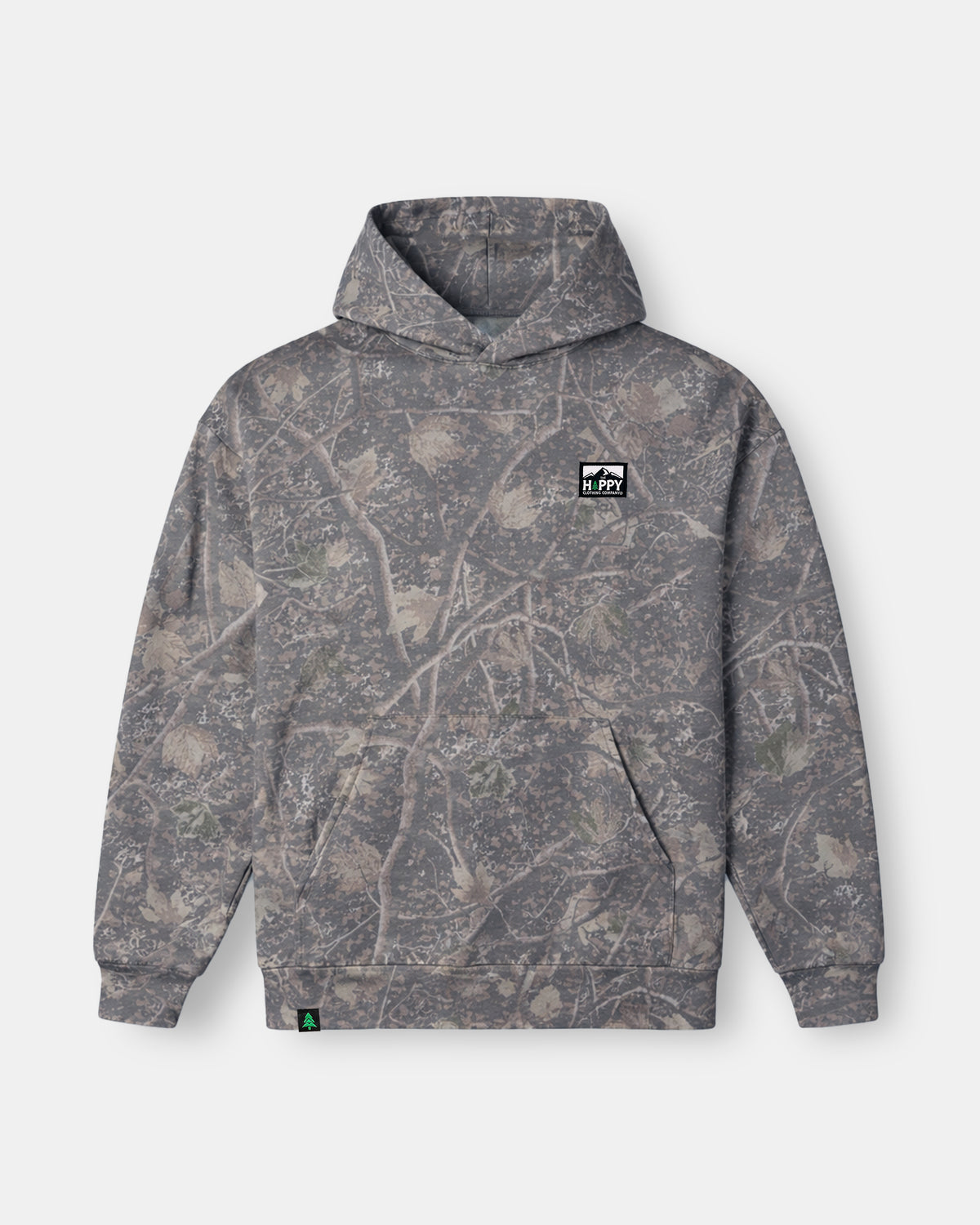 Logo Label Deadwood Camo Heavyweight Hoodie - The Happy Clothing Company