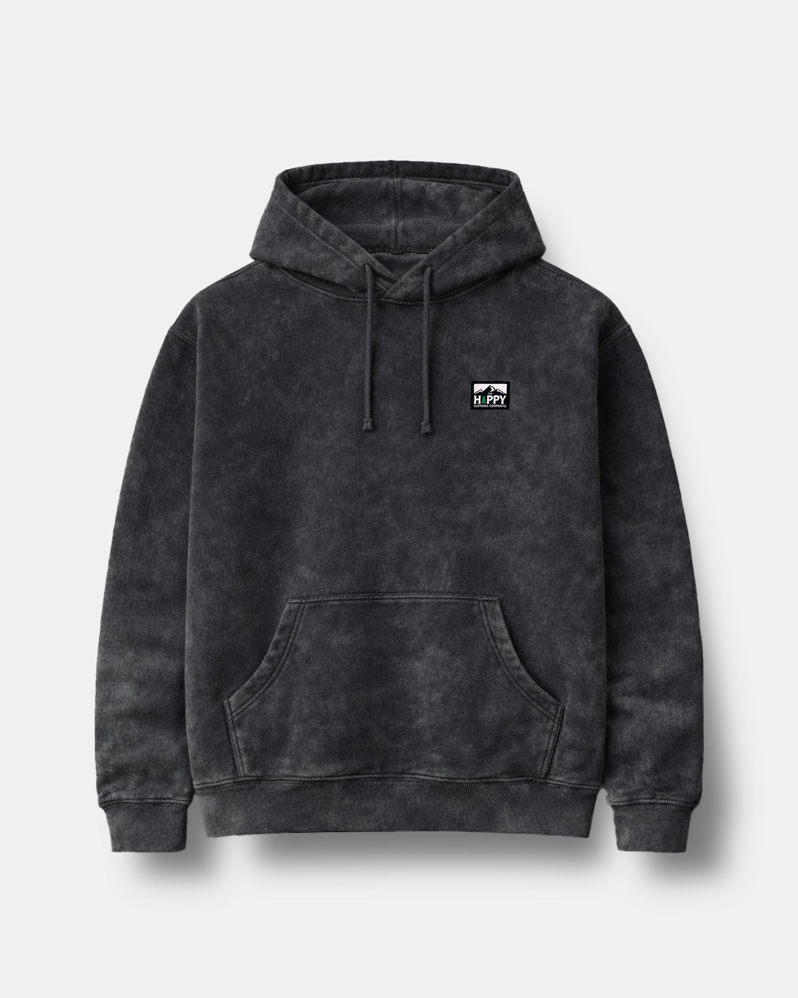 Mineral Wash Unisex Hoodie w / Logo Label - The Happy Clothing Company
