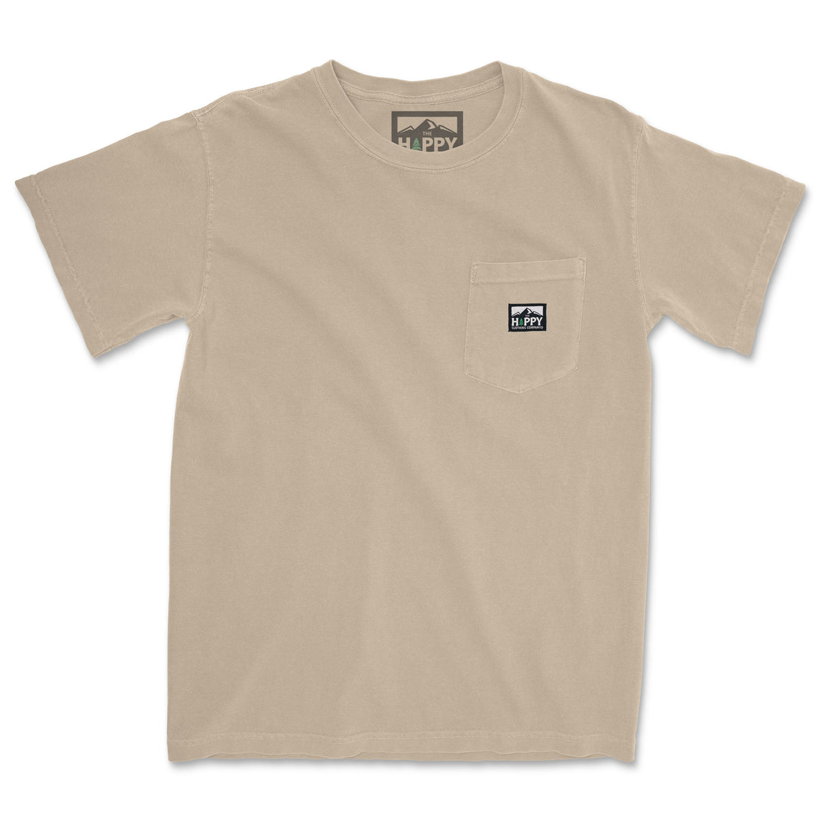 Pigment-Dyed Logo Label Pocket Tee - The Happy Clothing Company
