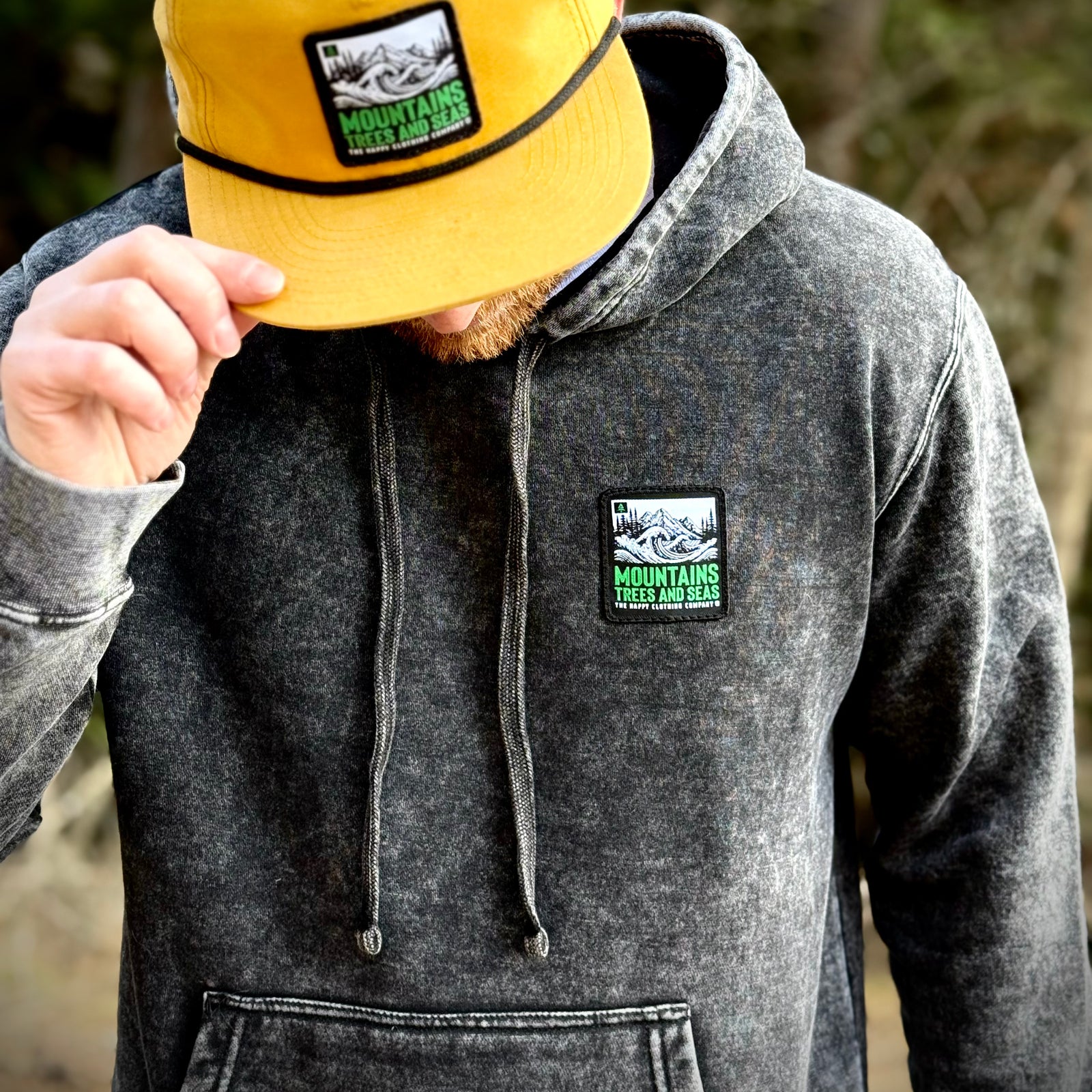 Mountains Trees and Seas Mineral Wash Unisex Hoodie - The Happy Clothing Company