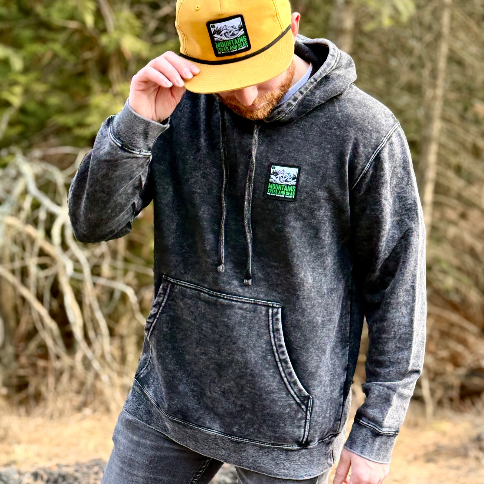 Mountains Trees and Seas Mineral Wash Unisex Hoodie - The Happy Clothing Company