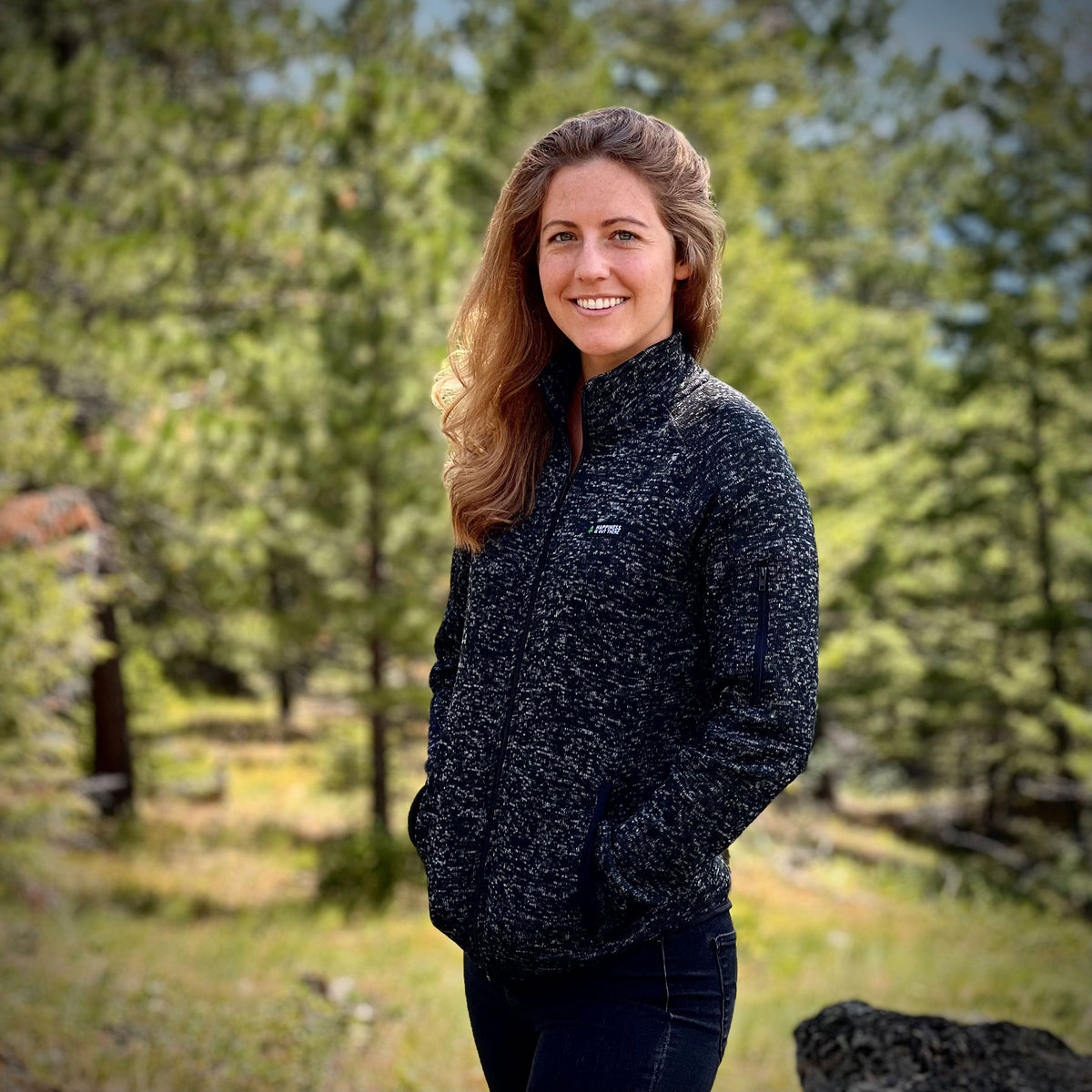 Women's Alpine Knit Full Zip Jacket w / Happiness Is Out There Label - The Happy Clothing Company