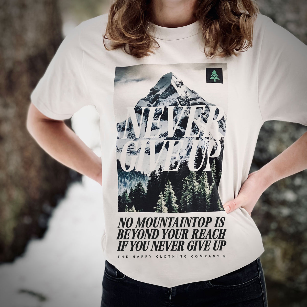 Never Give Up Women's 'Lifestyle Tee' | Premium Heavyweight | - The Happy Clothing Company