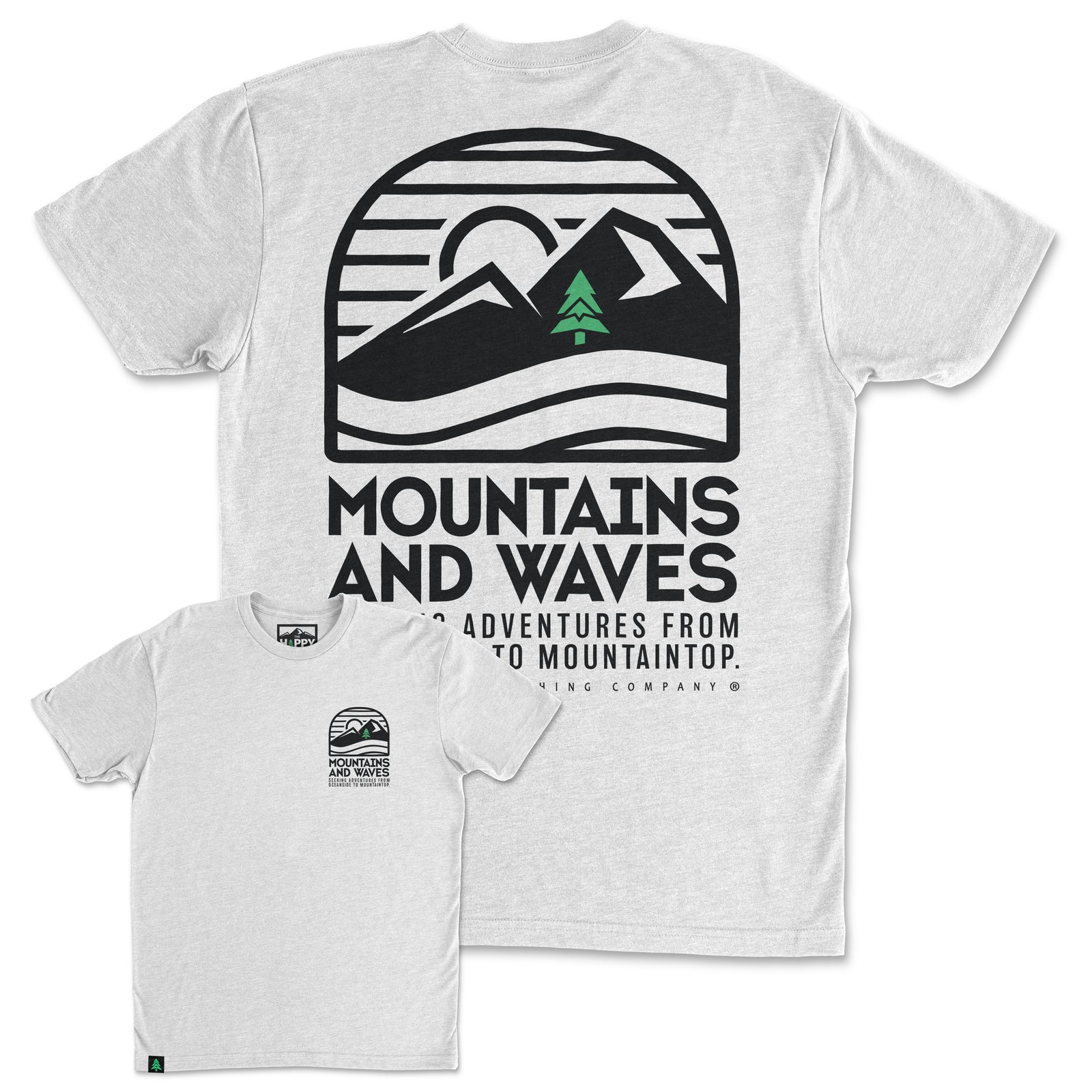 Mountains and Waves Back Print 'Trail Tee' | Lightweight Blend | - The Happy Clothing Company