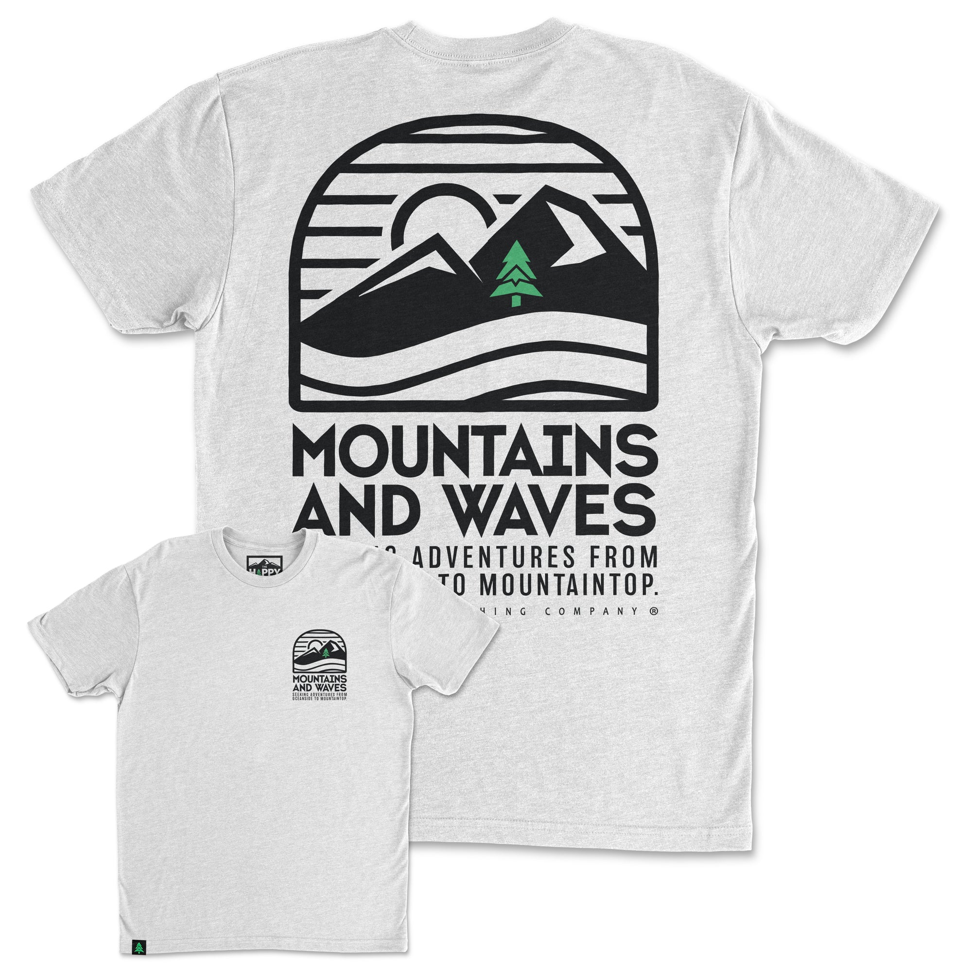 Mountains and Waves Back Print 'Trail Tee' | Lightweight Blend | - The Happy Clothing Company