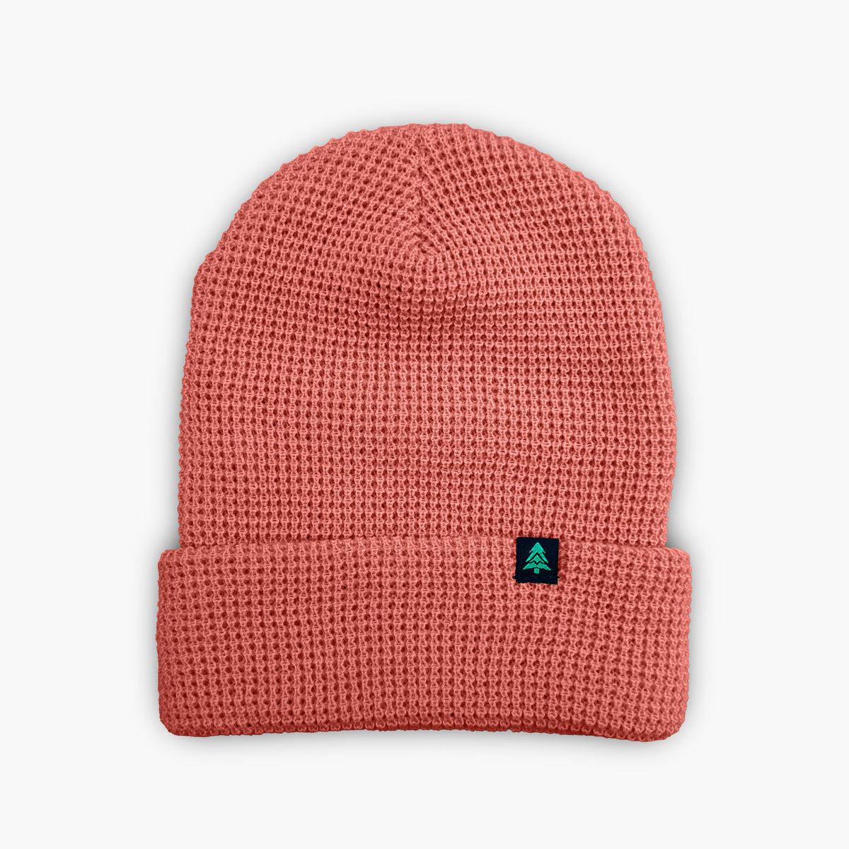 Mountain-Tree Label Waffle Cuffed Beanie - The Happy Clothing Company