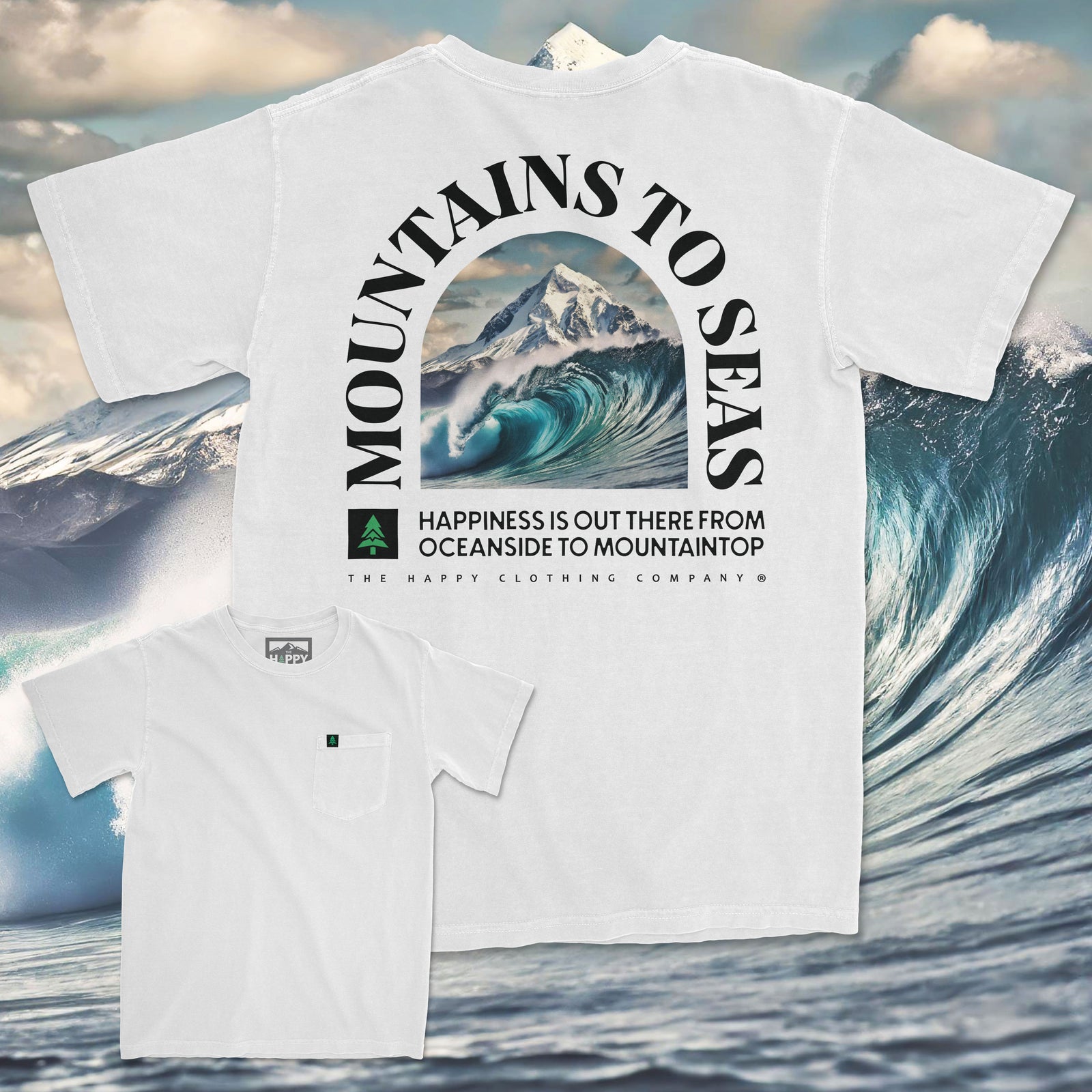Mountains To Seas Pigment-Dyed Pocket T-Shirt - The Happy Clothing Company