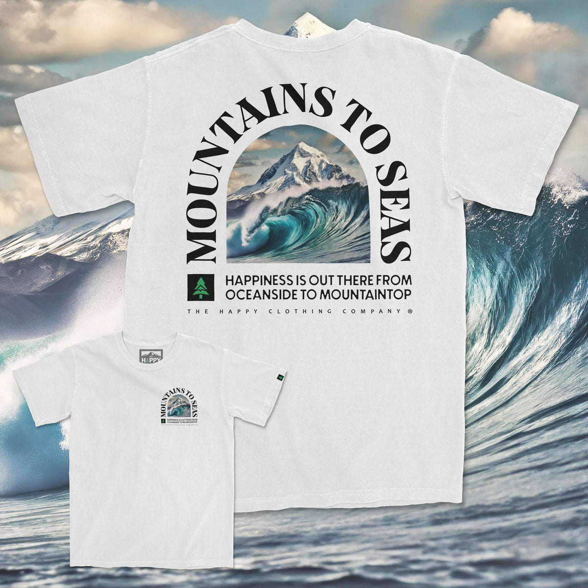 Mountains To Seas Vintage Tee | Oversized Heavyweight | - The Happy Clothing Company