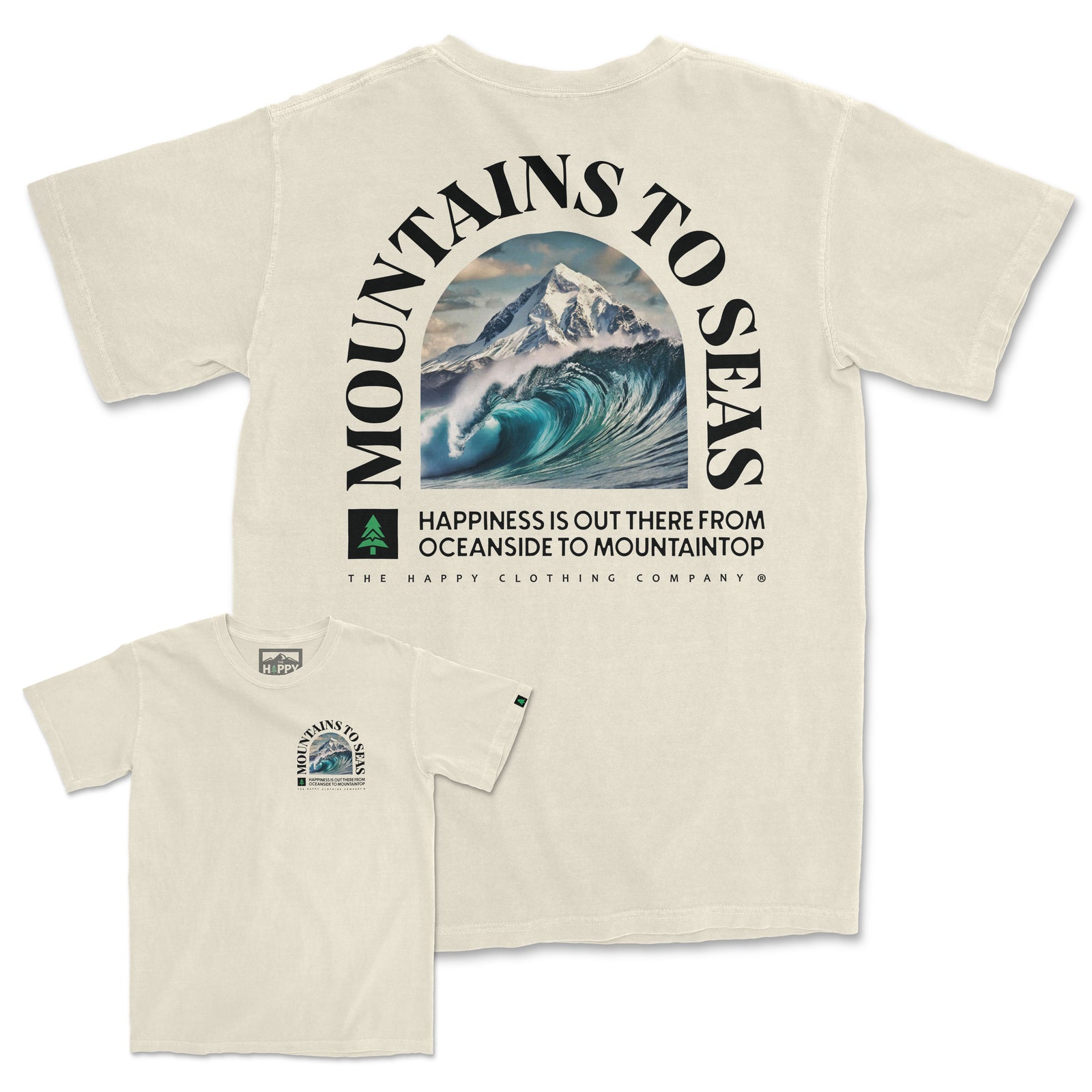 Mountains To Seas Vintage Tee | Oversized Heavyweight | - The Happy Clothing Company