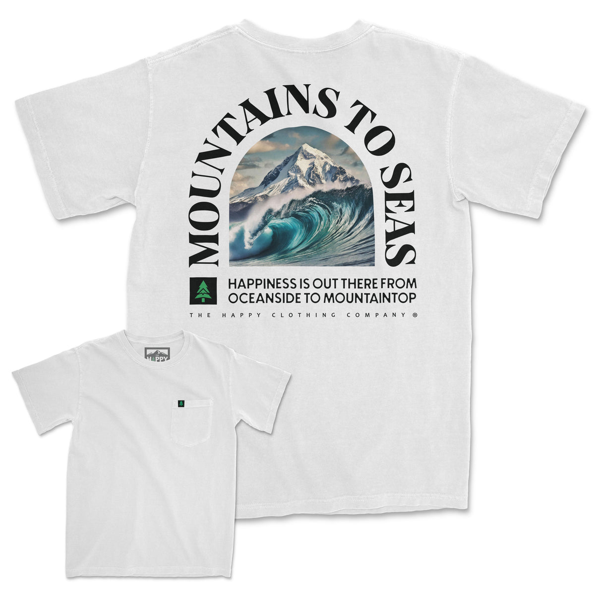 Mountains To Seas Pigment-Dyed Pocket T-Shirt - The Happy Clothing Company