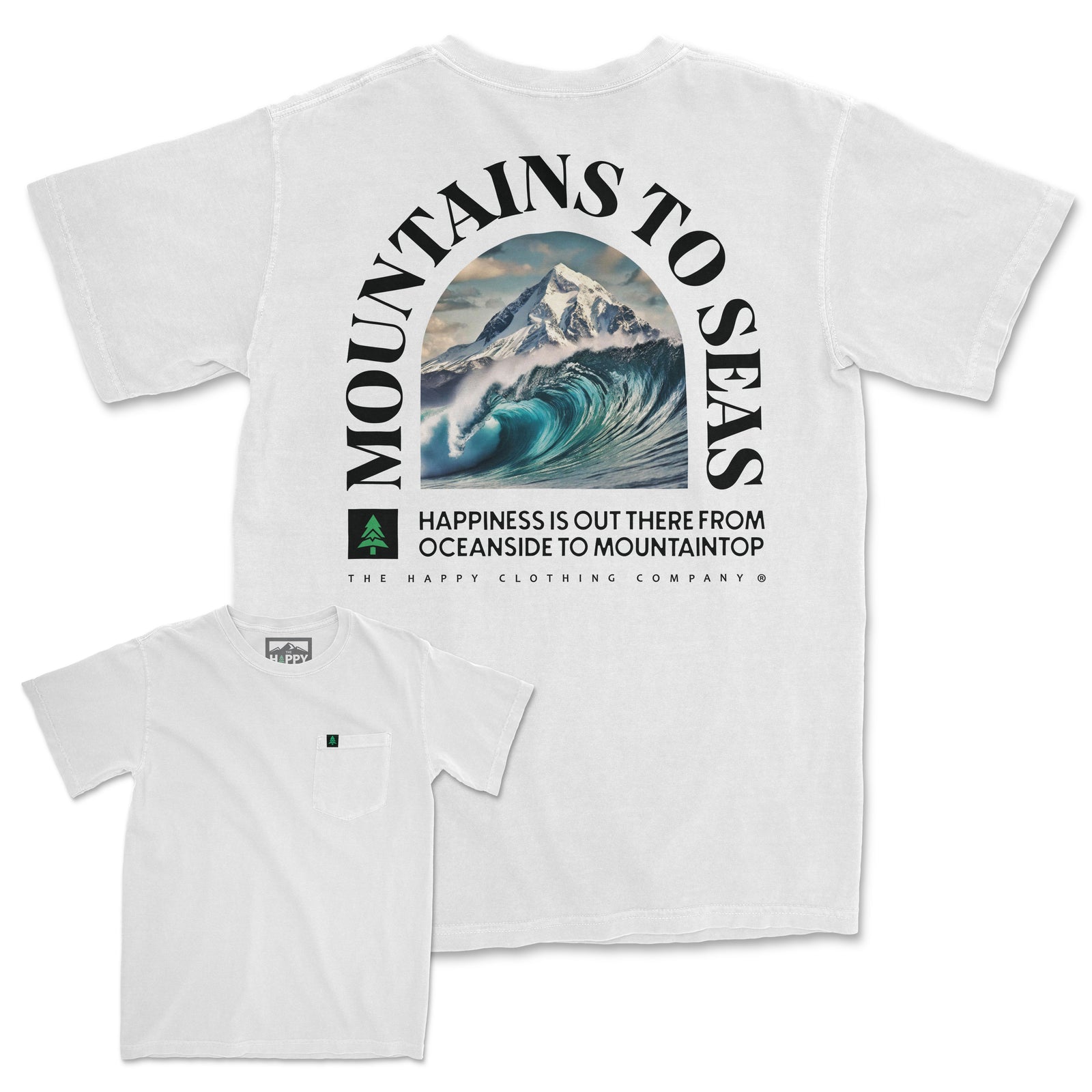 Mountains To Seas Pigment-Dyed Pocket T-Shirt - The Happy Clothing Company