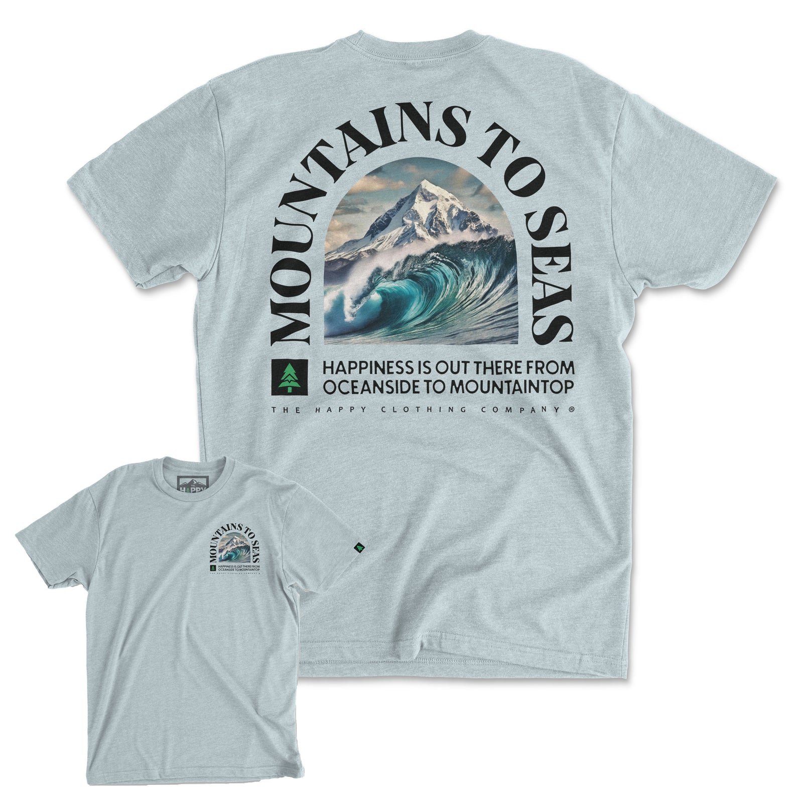 Mountains To Seas Back Print 'Explorer Tee' | Lightweight Blend | - The Happy Clothing Company