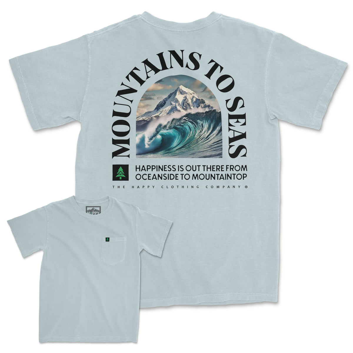 Mountains To Seas Pigment-Dyed Pocket T-Shirt - The Happy Clothing Company