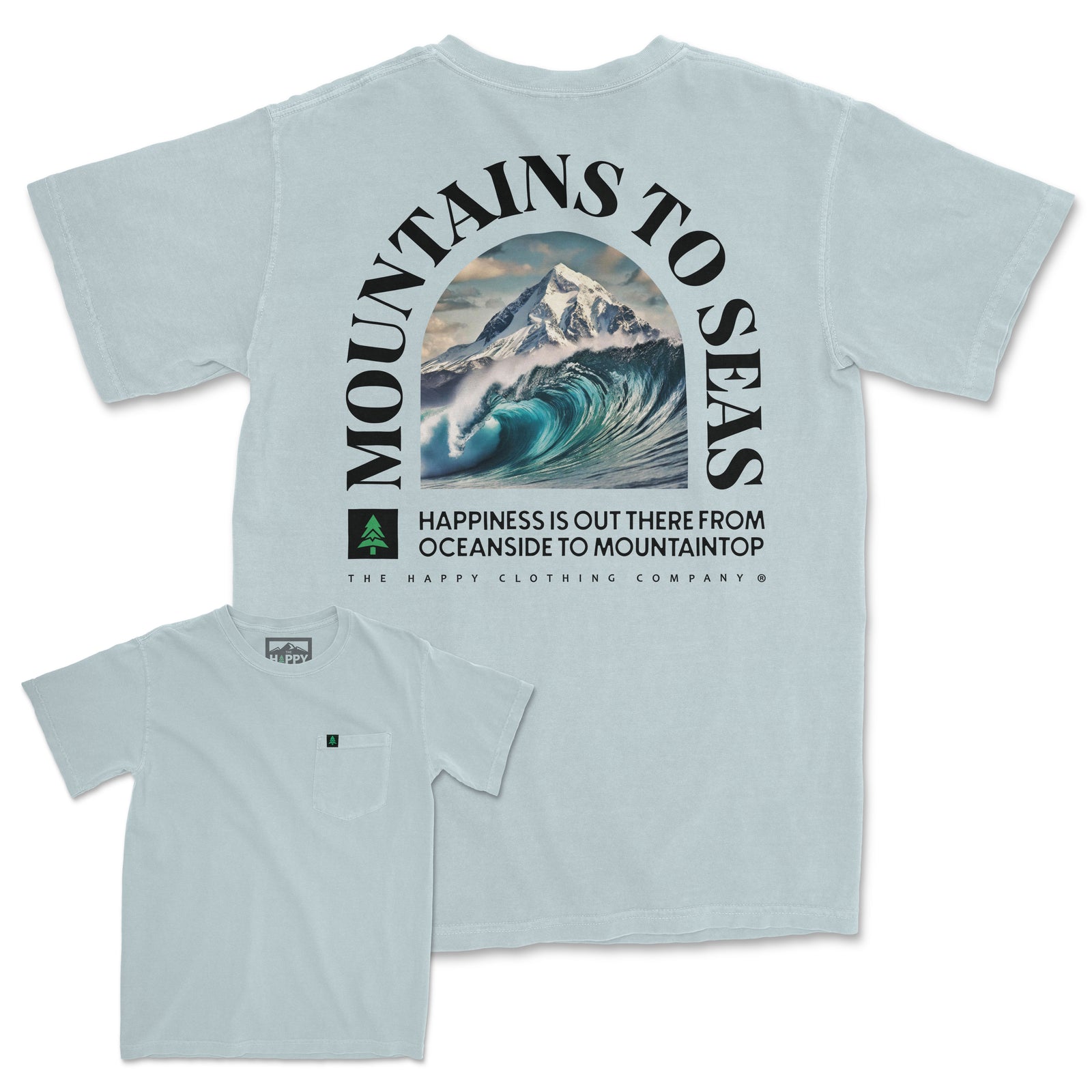 Mountains To Seas Pigment-Dyed Pocket T-Shirt - The Happy Clothing Company