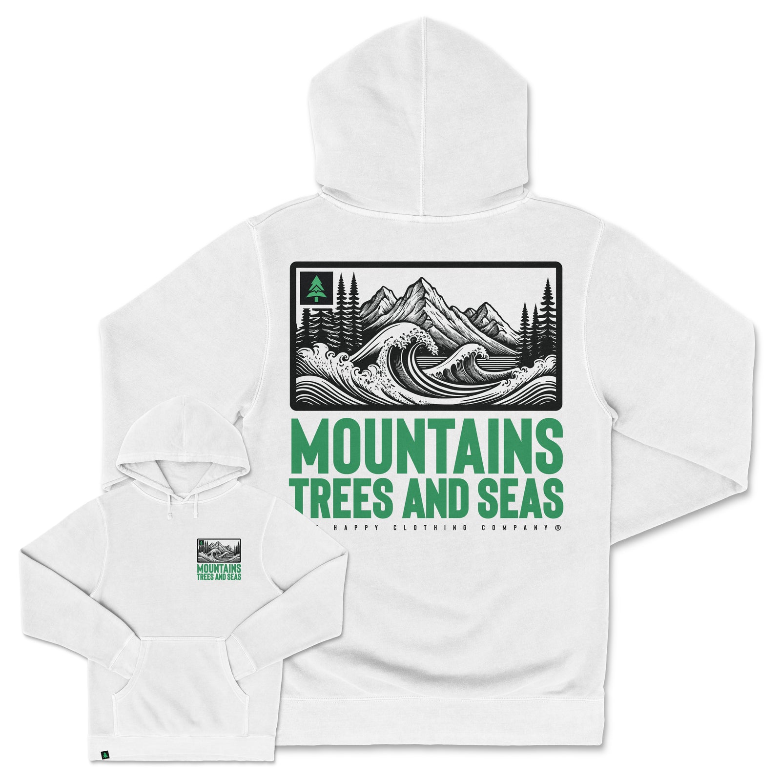 Mountains, Trees and Seas Nature-Dyed Unisex Hoodie - The Happy Clothing Company