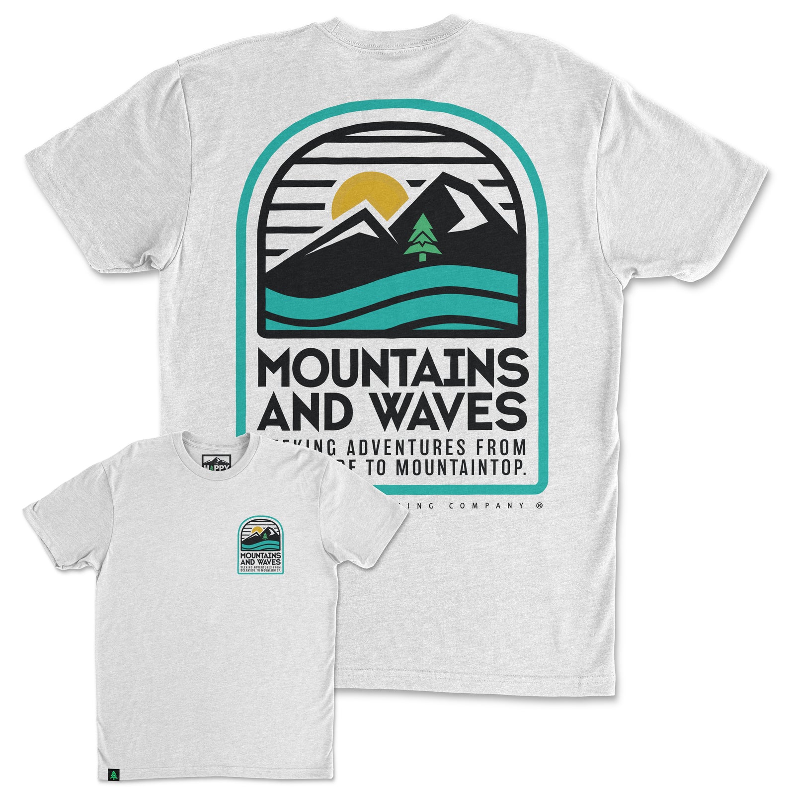 Mountains and Waves Back Print 'Trail Tee' | Lightweight Blend | - The Happy Clothing Company