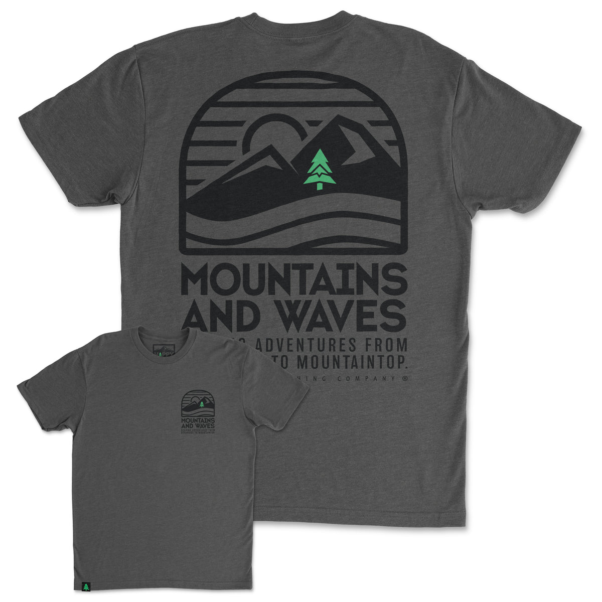 Mountains and Waves Back Print 'Trail Tee' | Lightweight Blend | - The Happy Clothing Company