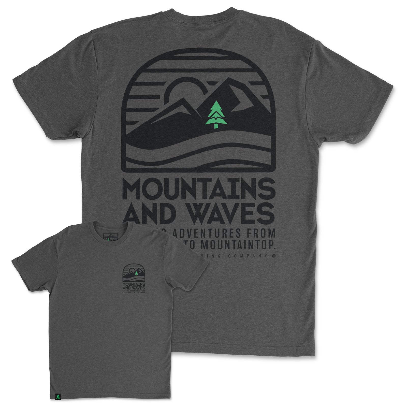 Mountains and Waves Back Print 'Trail Tee' | Lightweight Blend | - The Happy Clothing Company