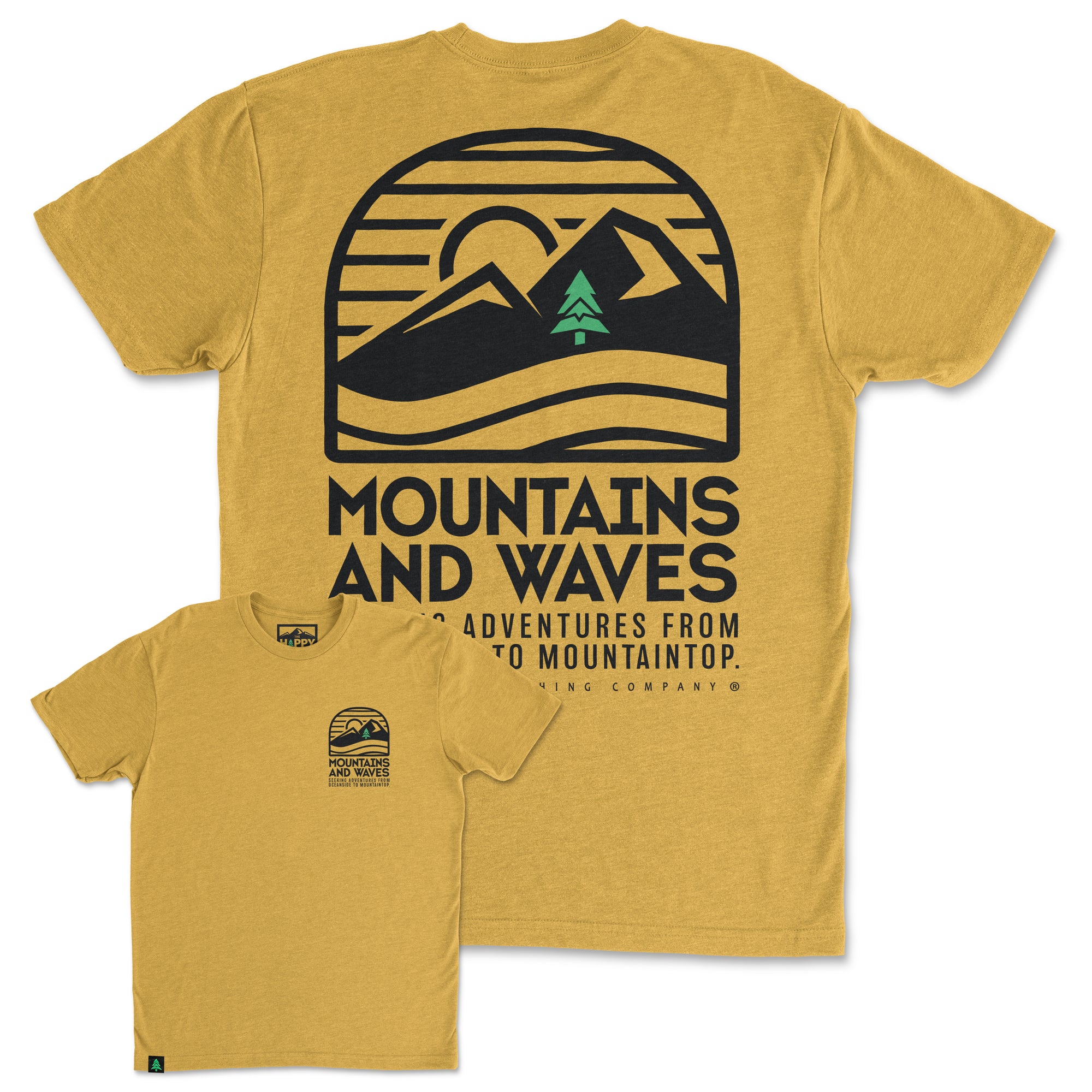 Mountains and Waves Back Print 'Trail Tee' | Lightweight Blend | - The Happy Clothing Company
