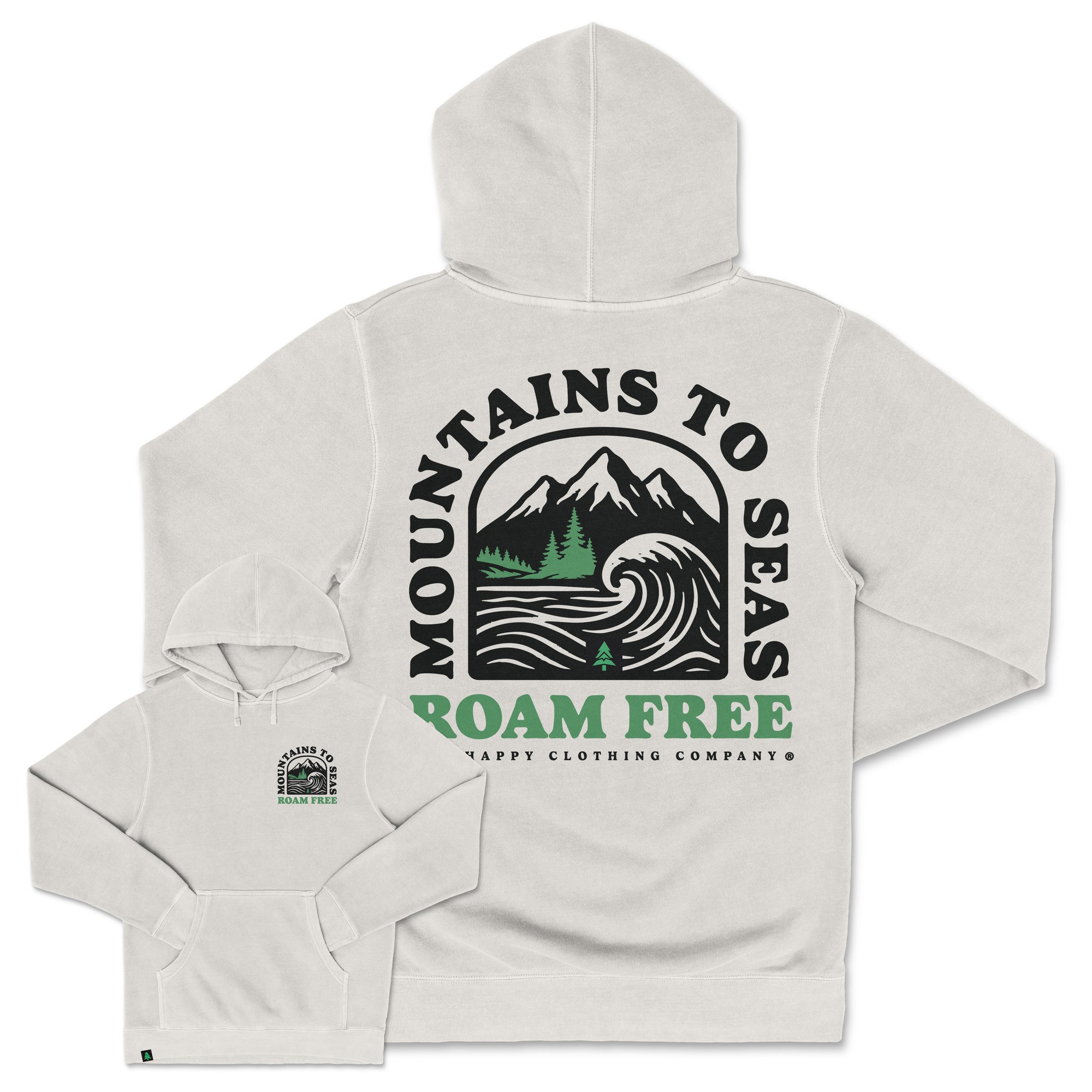 Mountains To Seas Nature-Dyed Unisex Hoodie - The Happy Clothing Company