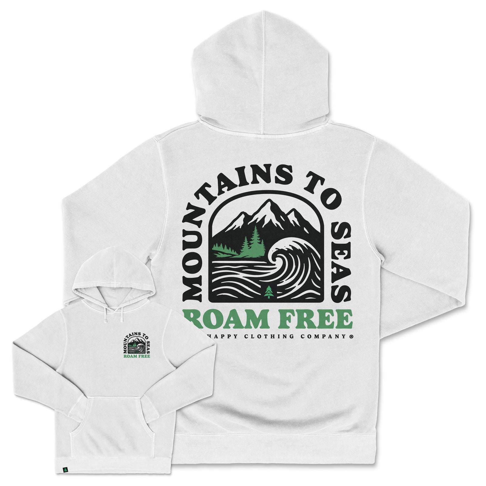 Mountains To Seas Nature-Dyed Unisex Hoodie - The Happy Clothing Company