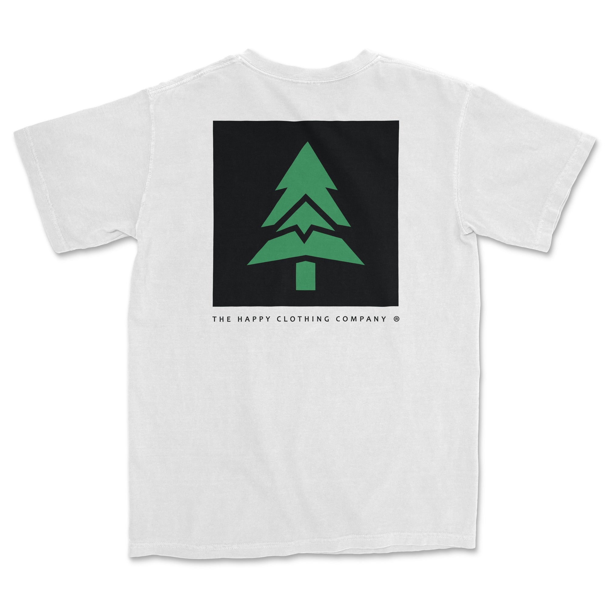 Mountain-Tree Print Pigment-Dyed Pocket T-Shirt
